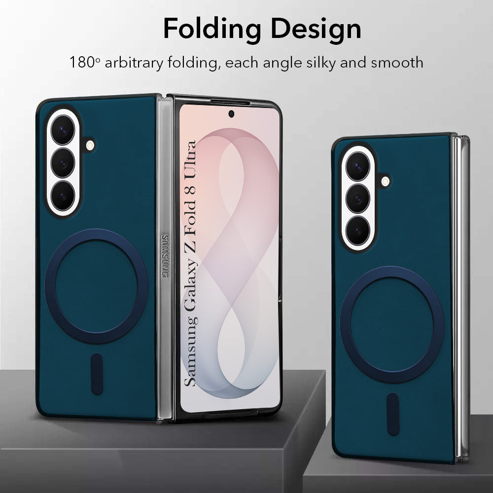 For Samsung Galaxy Z Fold 8 Ultra Back Cover Case Leather Finish (MagSafe Wireless Charging Compatible | Inside Microfiber Cloth)