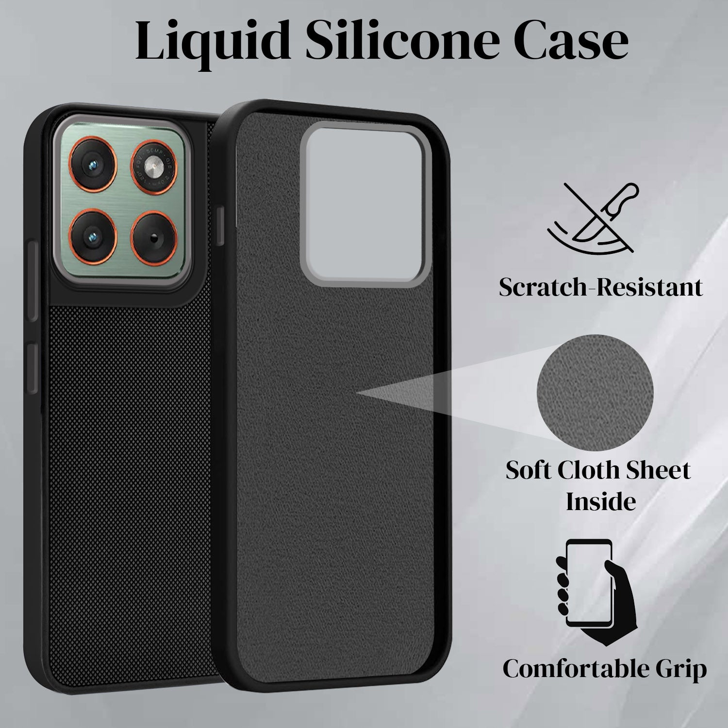 For Motorola Moto Edge 70 Back Cover Case Rubberised (Textured Grip Design | Micro-Fiber Cloth Inside | Slim and Light Weight | Soft Touch and Feel)