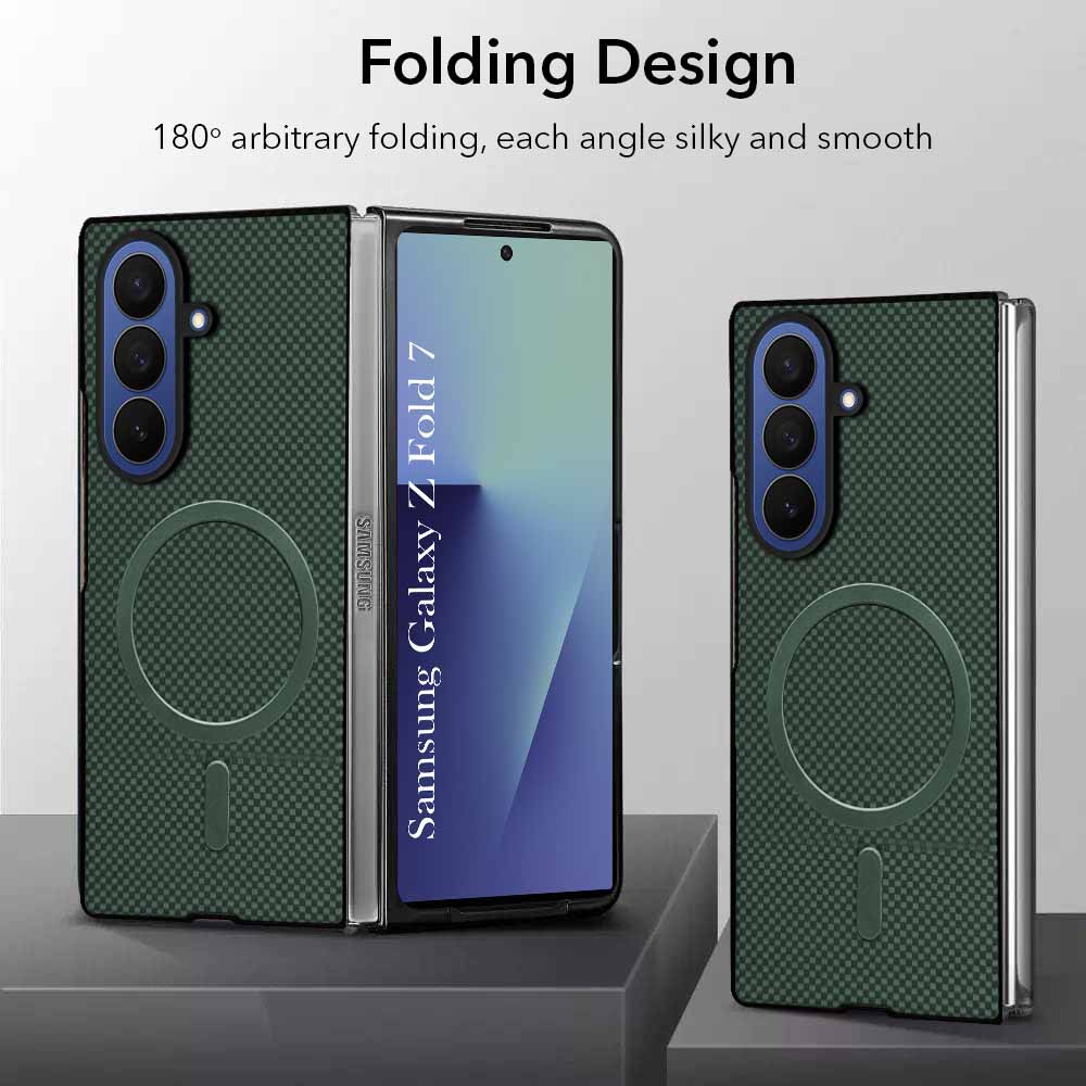 For Samsung Galaxy Z Fold 7 Back Cover Case (MagSafe Wireless Charging Compatible | Hexa Leather Finish | Inside Microfiber Cloth)