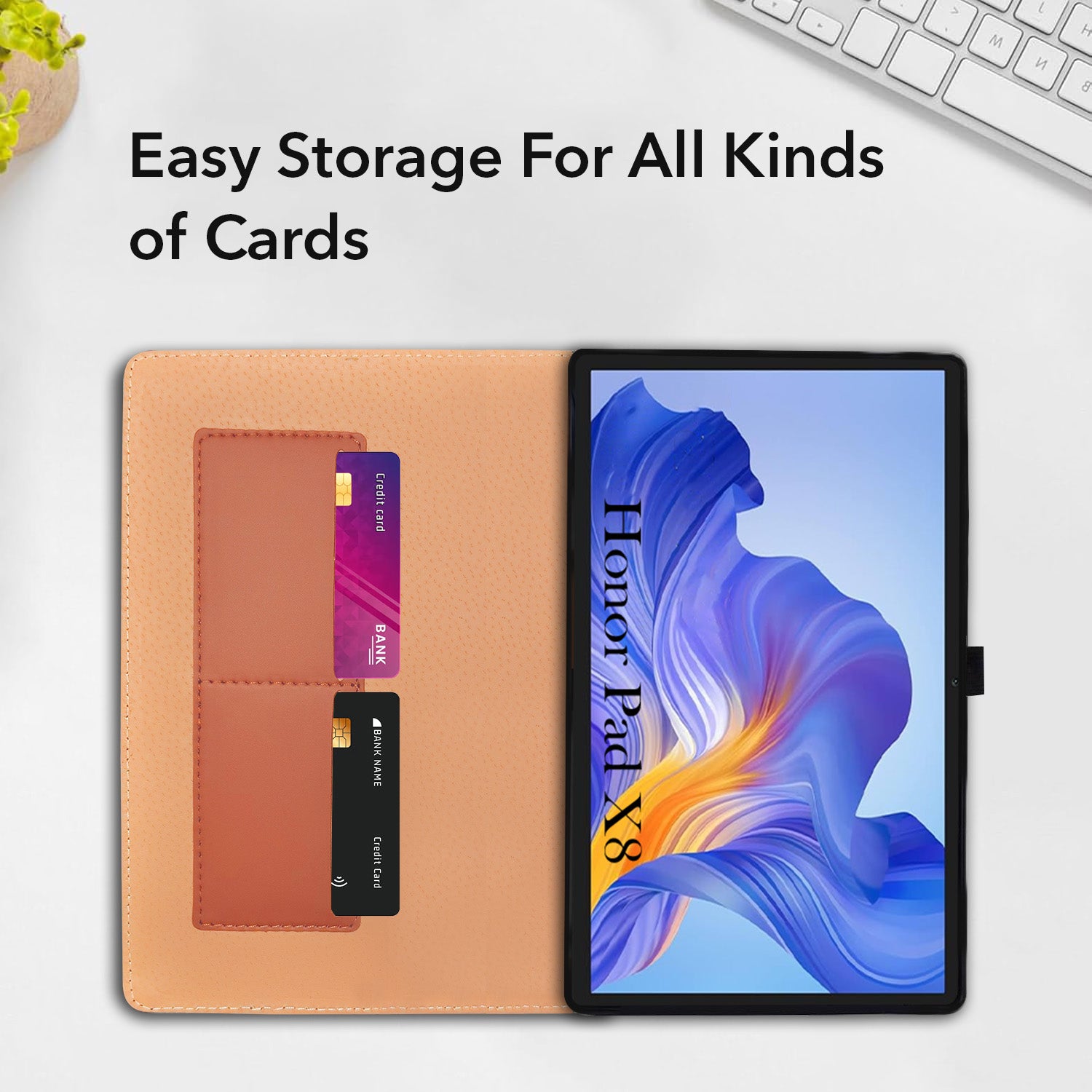 For Honor Pad X8 10.1 Inch AGM3-W09HN Flip Cover Folio Cover (PU Leather | Multi-Angle Smart Stand | Card Storage Slots | Silicone Back Pouch)