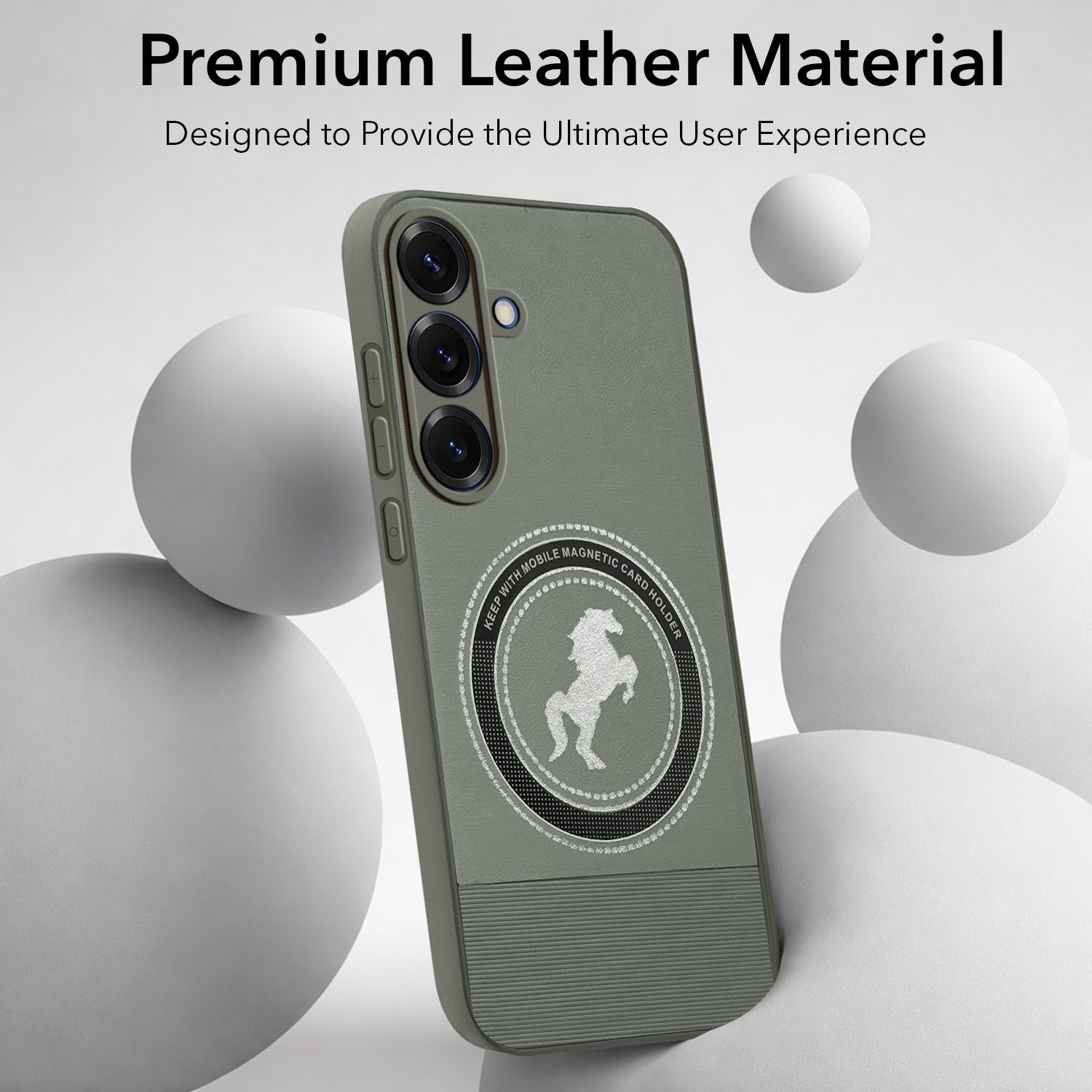For Samsung Galaxy S25 Back Cover Case PU Leather Finish (Professional Minimalist Texture | MagSafe Compatile | Camera Protection | Sleek Sober Formal)