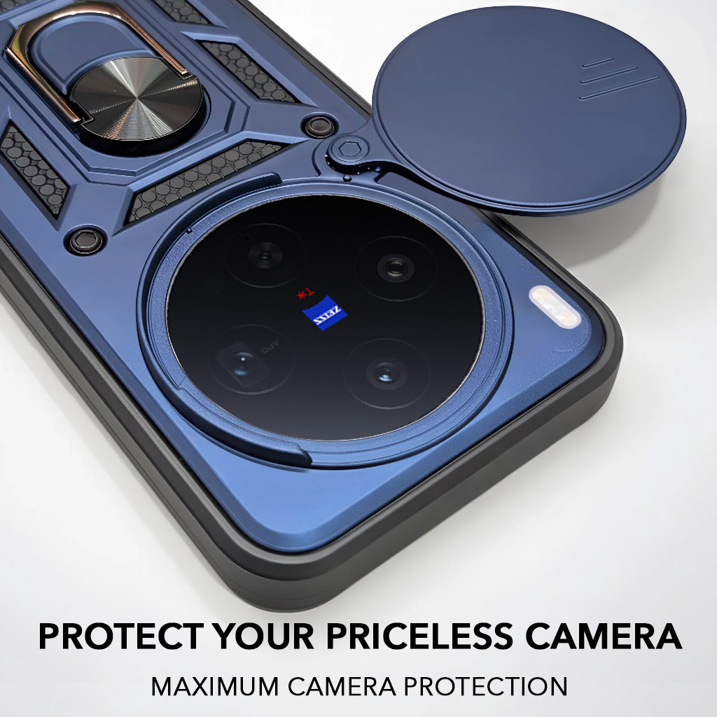 For Vivo X300 5G Back Cover Case Jkobi Hybrid Armor (Sliding Shutter Camera Protection | Polycarbonate |Ring Holder Kickstand)