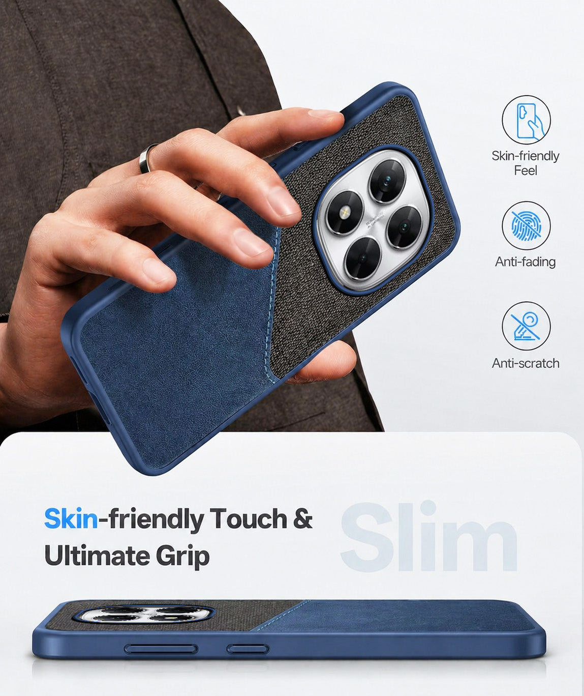 For Xiaomi Poco X7 Back Cover Case (Dual PU Leather Stitch | Professional Minimalist | Soft and Flexible)