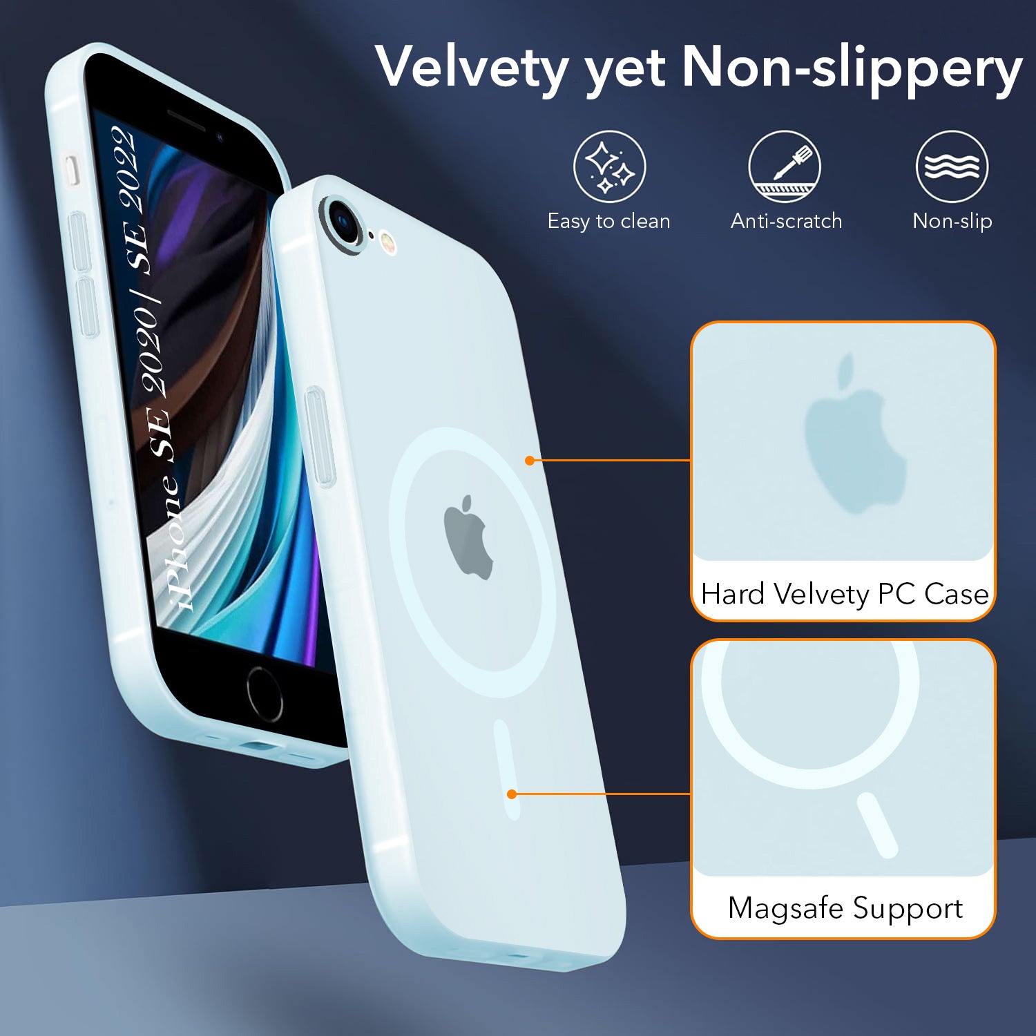 For iPhone SE 2020 | SE 2022 Back Cover Case (Frosted Matte Feel | MagSafe Compatible Wireless Charging | Polycarbonate Material)