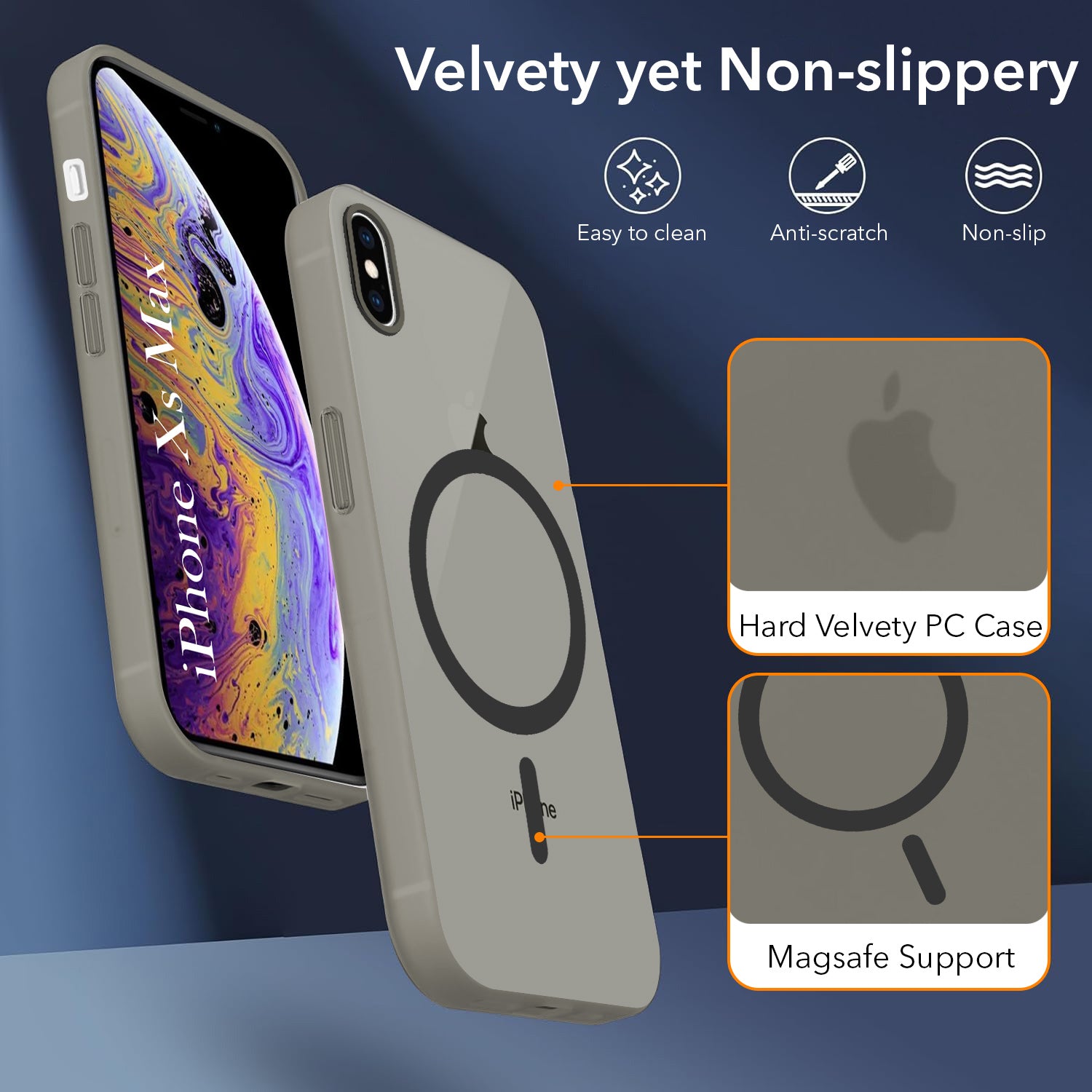 For Apple iPhone Xs Max Back Cover Case (Frosted Matte Feel | MagSafe Compatible Wireless Charging | Polycarbonate Material)