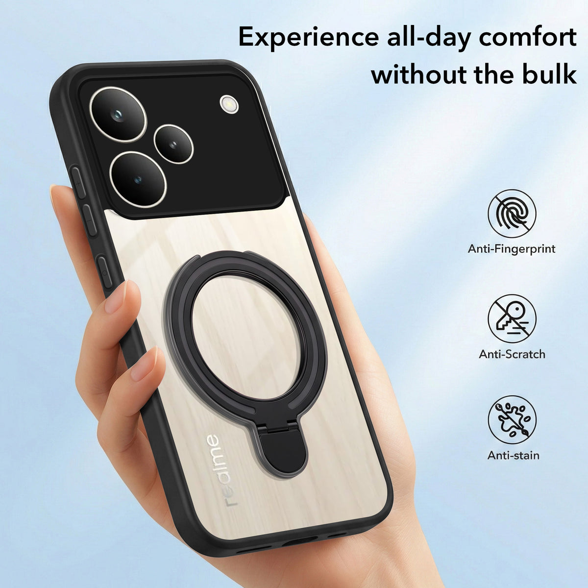 For Realme P4 Pro Back Cover Case (Kick Stand Ring Holder | Life time Anti Yellow | Camera Protection)