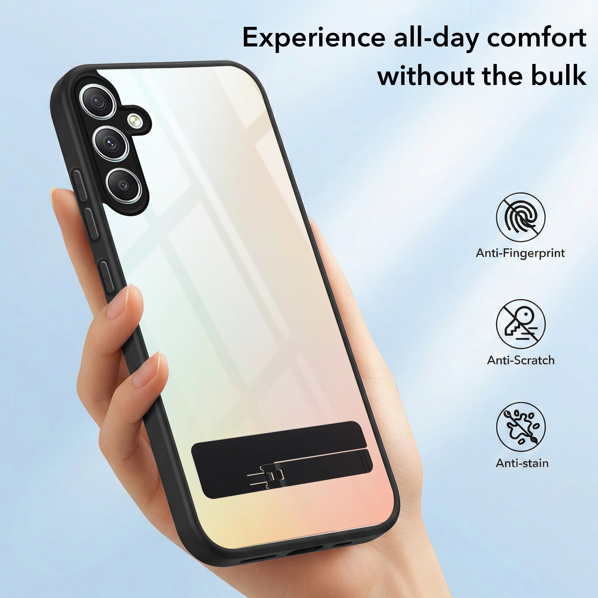 For Samsung Galaxy A34 5G Back Cover Case (Built-in Stand | Lifetime Anti Yellow | Kickstand Shockproof | Camera Protection | MagSafe Compatible)