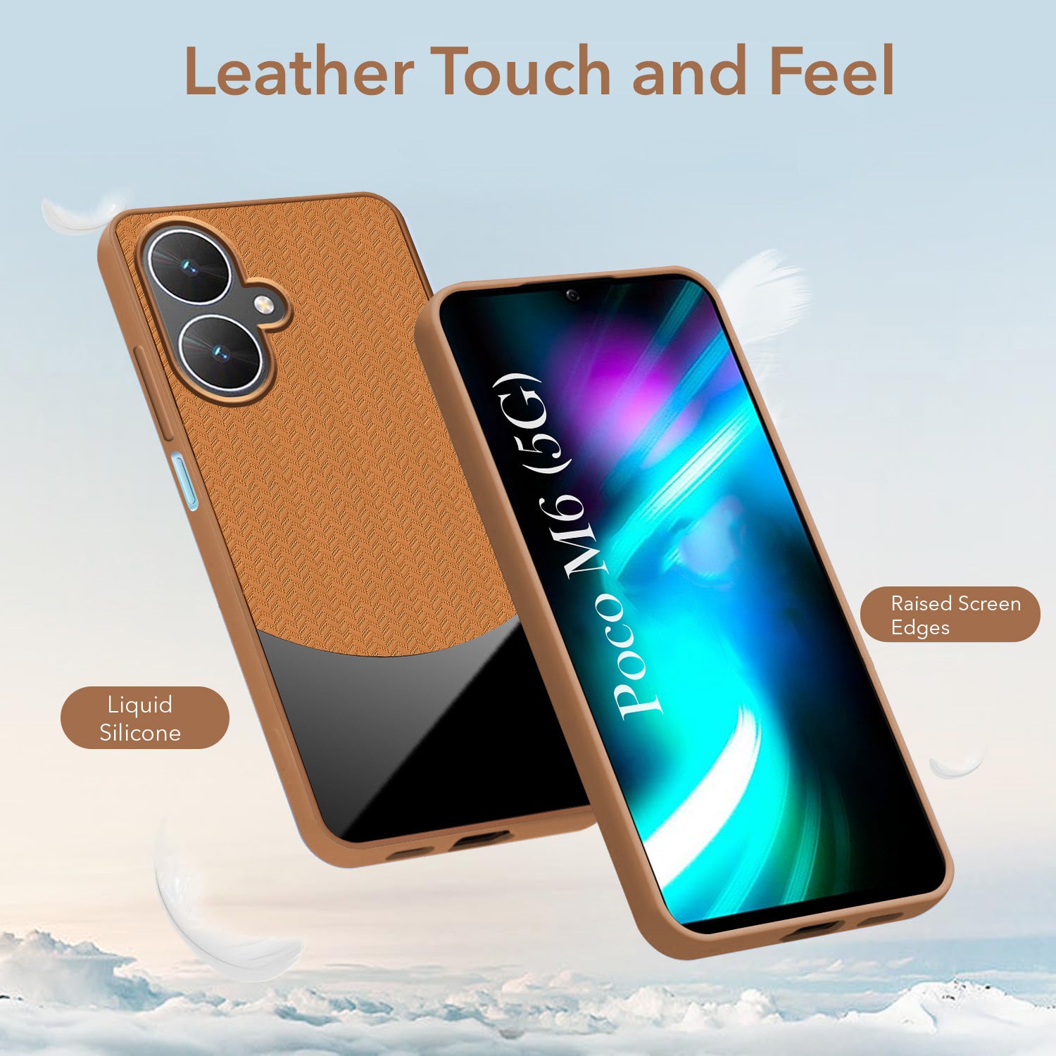 For Poco M6 5G Back Cover Case (Elegant PU Leather Finish | Premium Minimalist Professional | Camera Protection Bump)