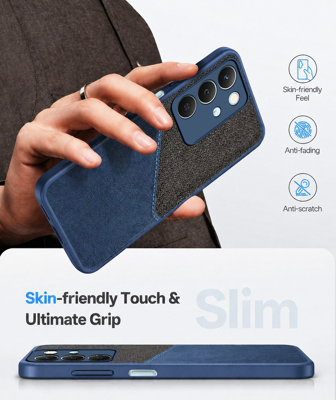 For Realme P4 Lite 5G | Narzo 100 Lite 5G Back Cover Case (Dual PU Leather Stitch | Professional Minimalist | Soft and Flexible)