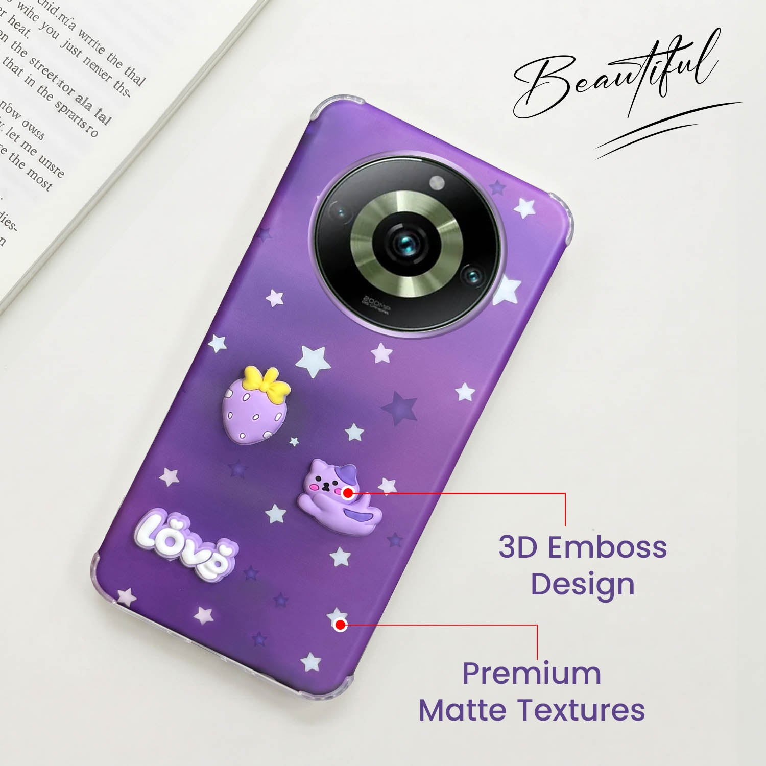 For Realme 11 Pro 5G | Realme 11 Pro Plus 5G Back Cover Case (3D Cute Cartoons | Hard Back Side Soft | Matte Premium Finish | HD Printing)