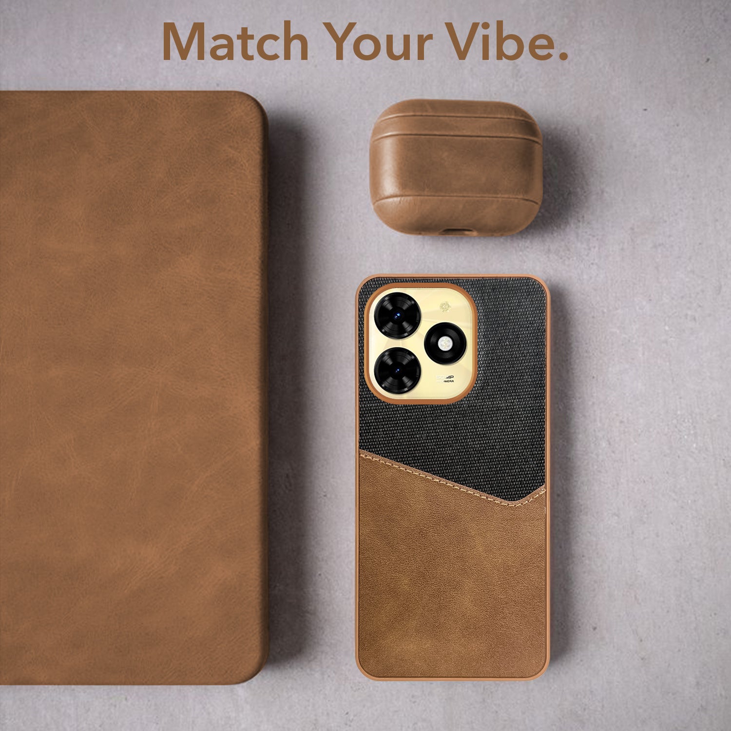 For Tecno Spark 20C Back Cover Case (Dual PU Leather Stitch | Professional Minimalist | Soft and Flexible)