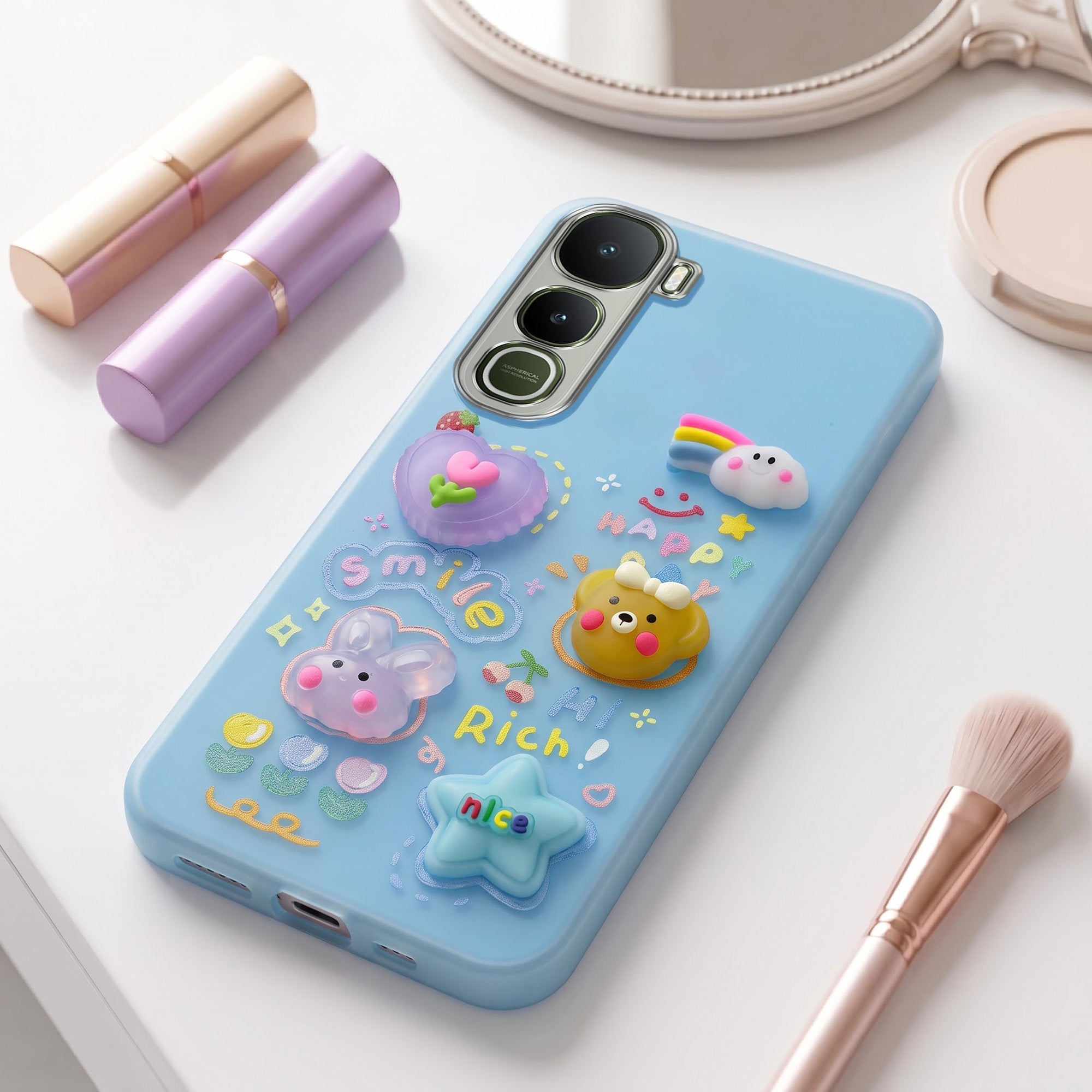 For Vivo Y400 Back Cover Case (3D Cute Cartoons | Hard Back Side Soft | Matte Premium Finish | HD Printing)