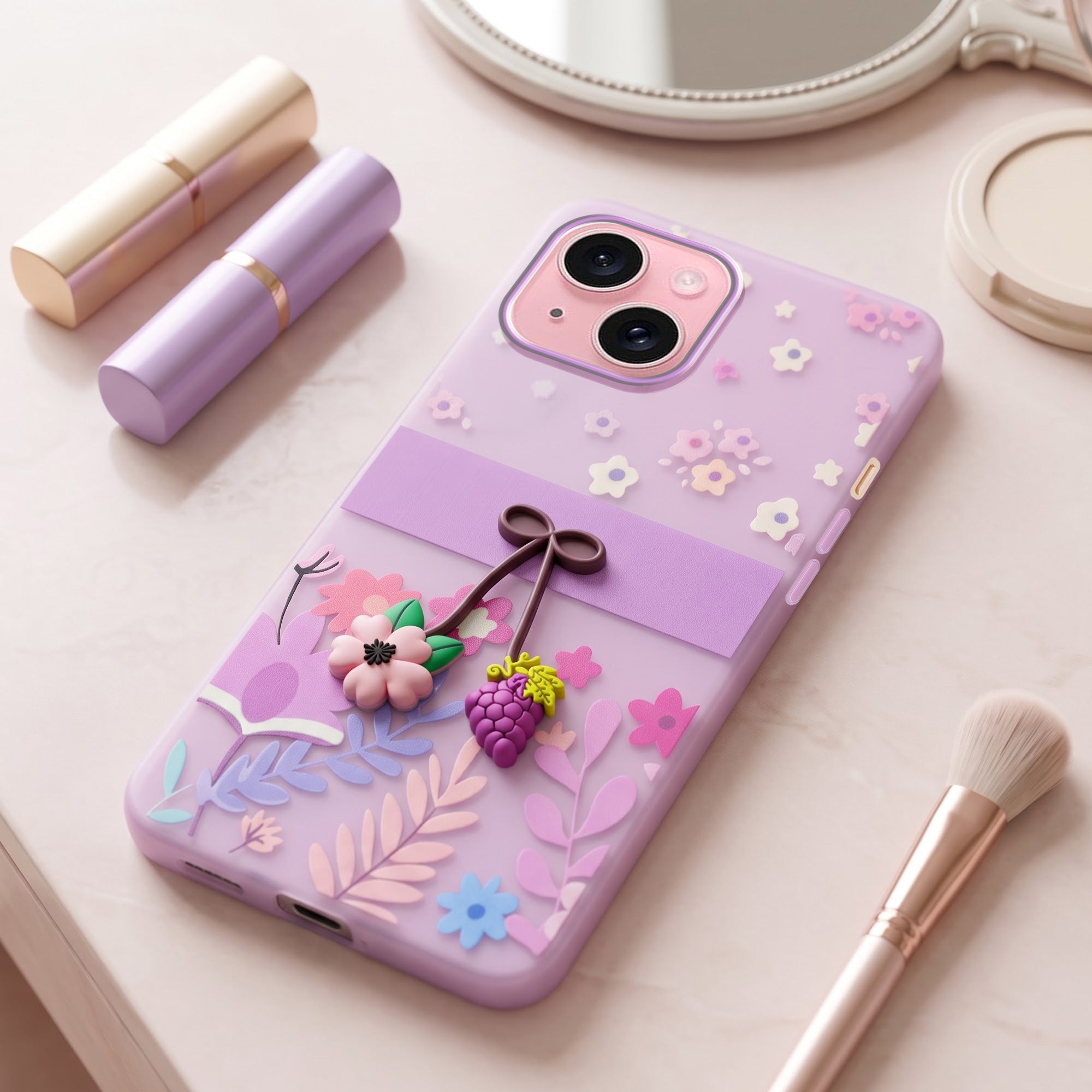 For Apple iPhone 15 Back Cover Case (3D Cute Cartoons | Hard Back Side Soft | Matte Premium Finish | HD Printing)
