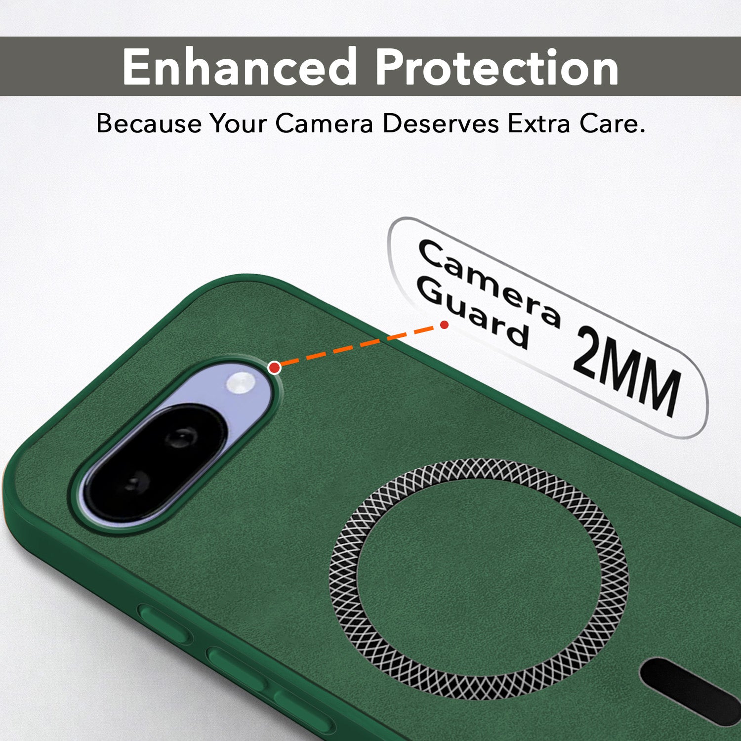 For Google Pixel 9A Back Cover Case Leather Finish (MagSafe Compatible Wireless Charging | Soft Touch | Camera Bump Protection)