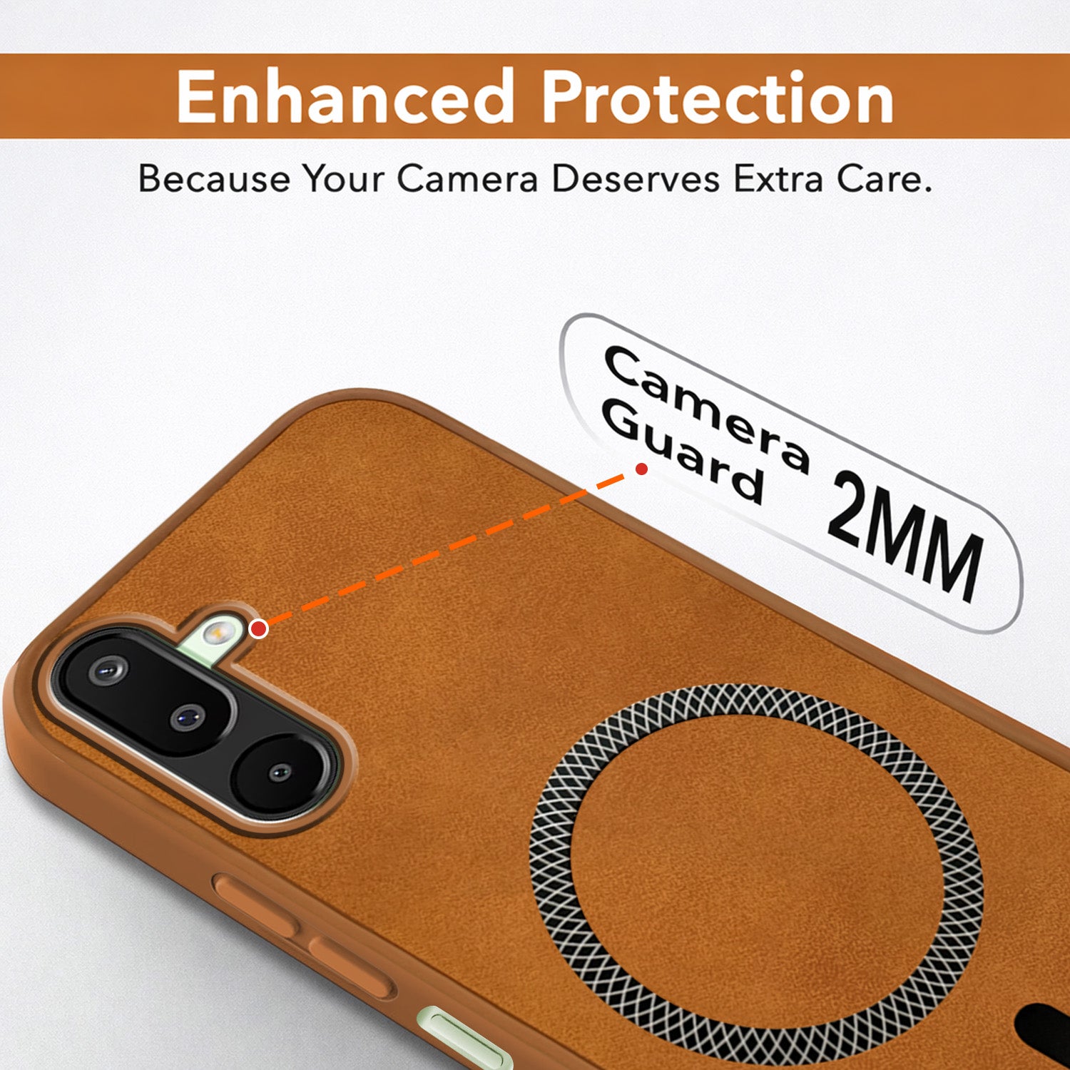 For Samsung Galaxy M16 5G | Samsung Galaxy F16 5G Back Cover Case Leather Finish (MagSafe Compatible Wireless Charging | Soft Touch | Camera Bump Protection)