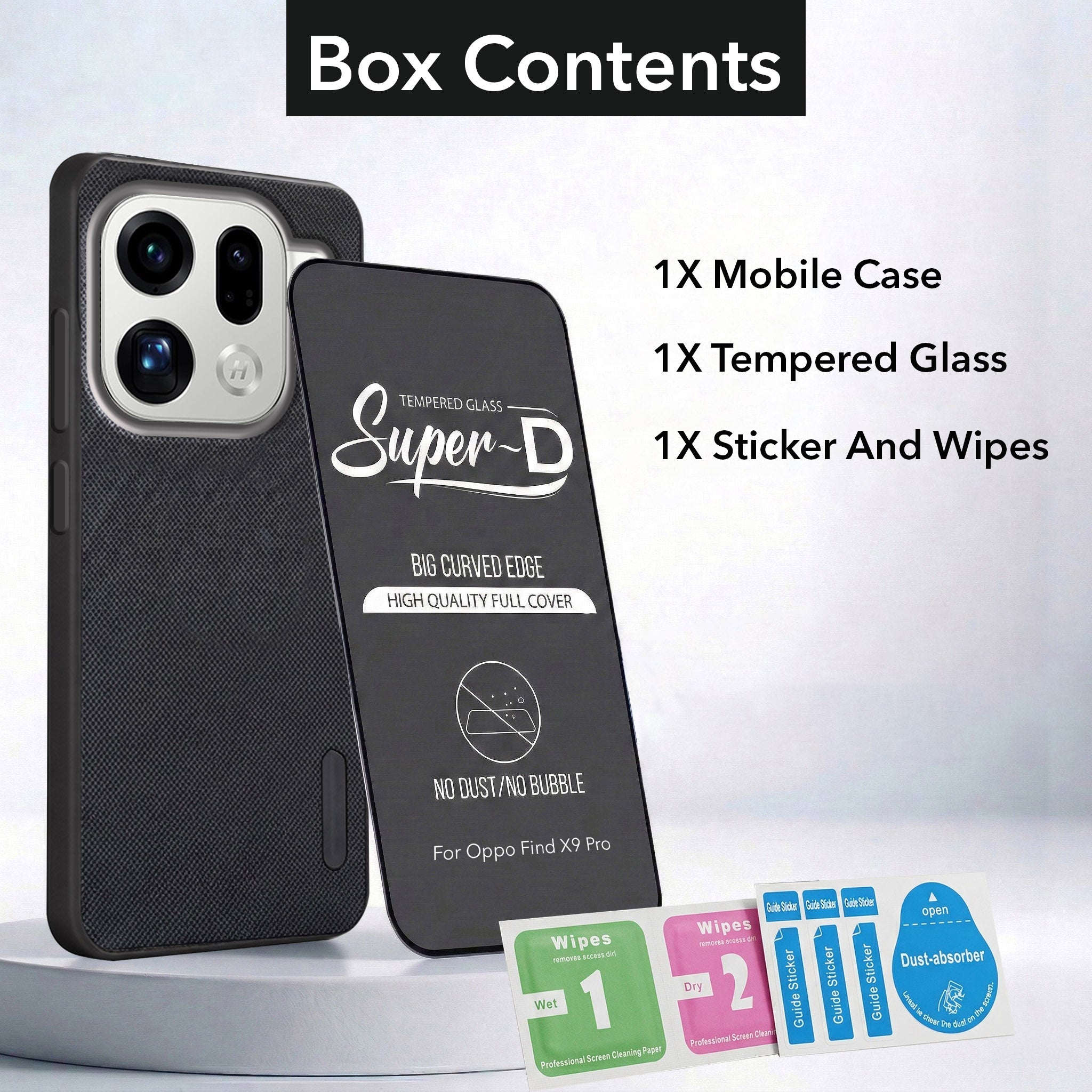 For Oppo Find X9 Pro Combo (Textured Grip Design | Micro-Fiber Cloth Inside | Oleophobic Coating Screen Glass)