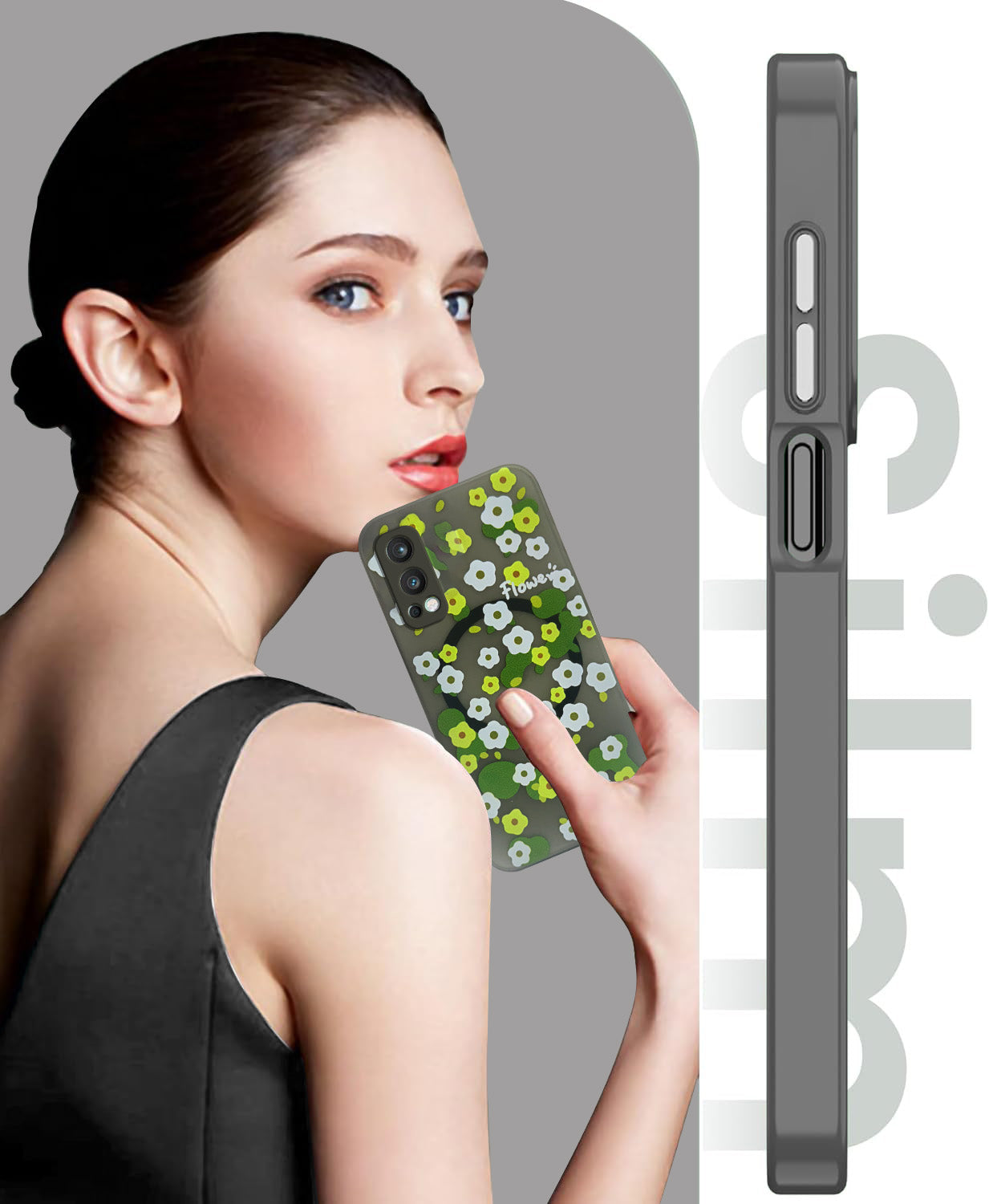 For OnePlus Nord 2 Back Cover Case (Cute Floral Design | Flower Print for Girls | MagSafe Compatible Wireless Charging)