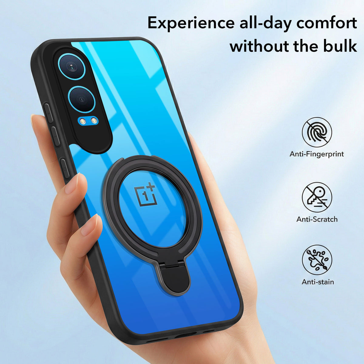 For OnePlus Nord CE 4 Lite Back Cover Case (Kick Stand Ring Holder | Life time Anti Yellow | Camera Protection)