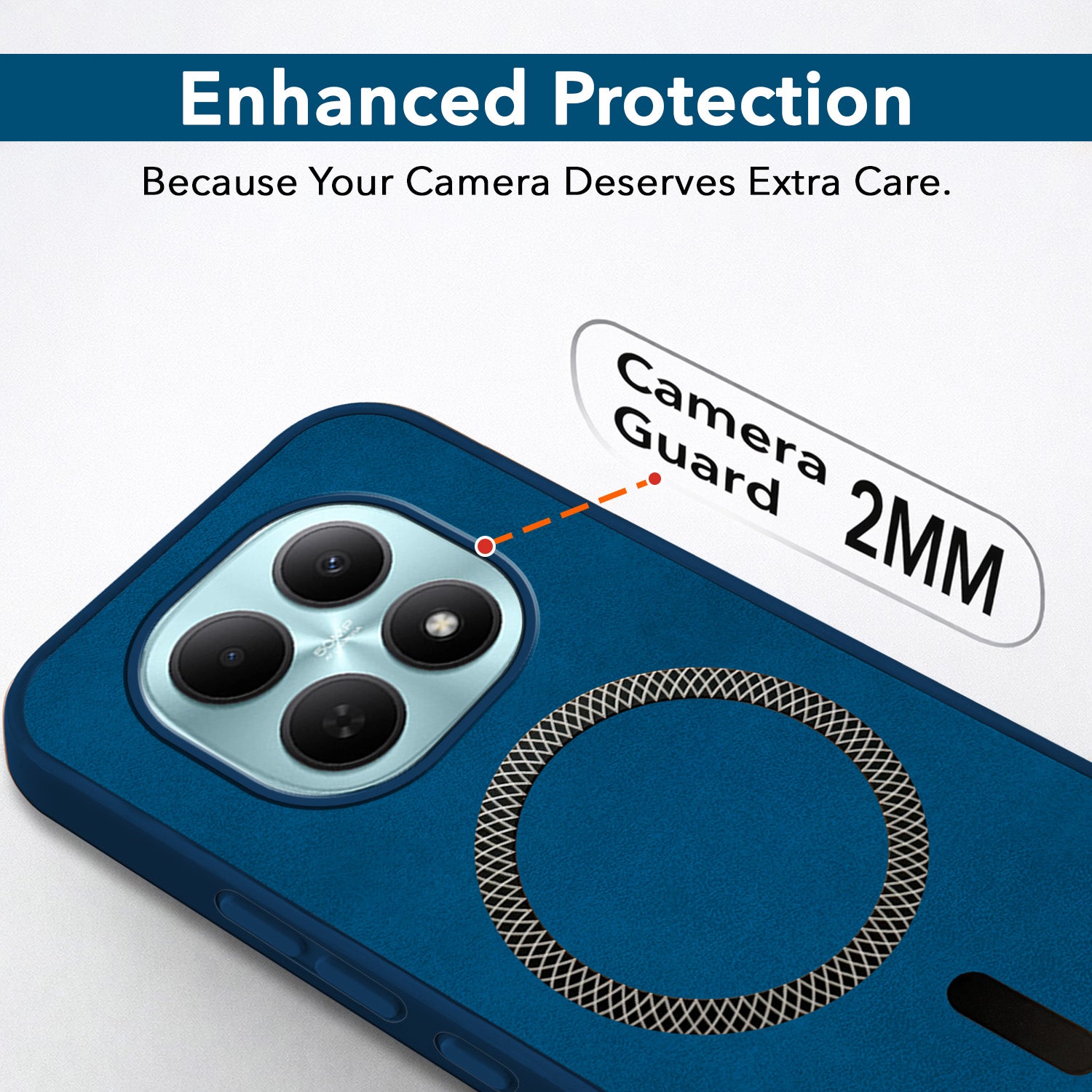For Poco M8 5G Back Cover Case Leather Finish (MagSafe Compatible Wireless Charging | Soft Touch | Camera Bump Protection)