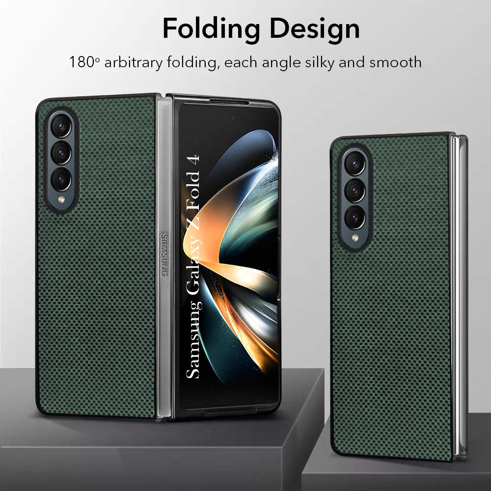 For Samsung Galaxy Z Fold 4 5G Back Flip Case Cover (Craft Printed Design | Hybrid Texture | Inside Microfiber Cloth)