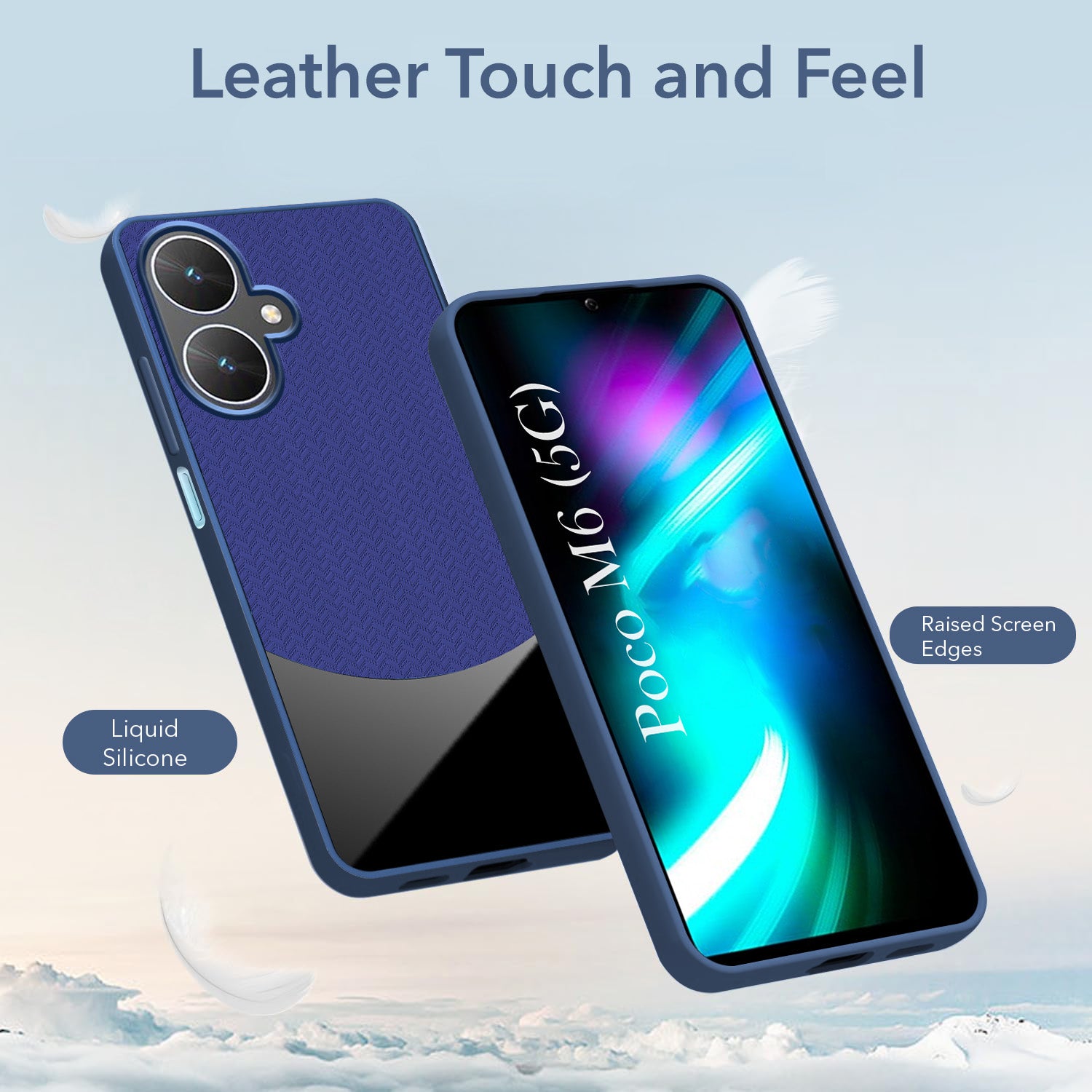 For Poco M6 5G Back Cover Case (Elegant PU Leather Finish | Premium Minimalist Professional | Camera Protection Bump)