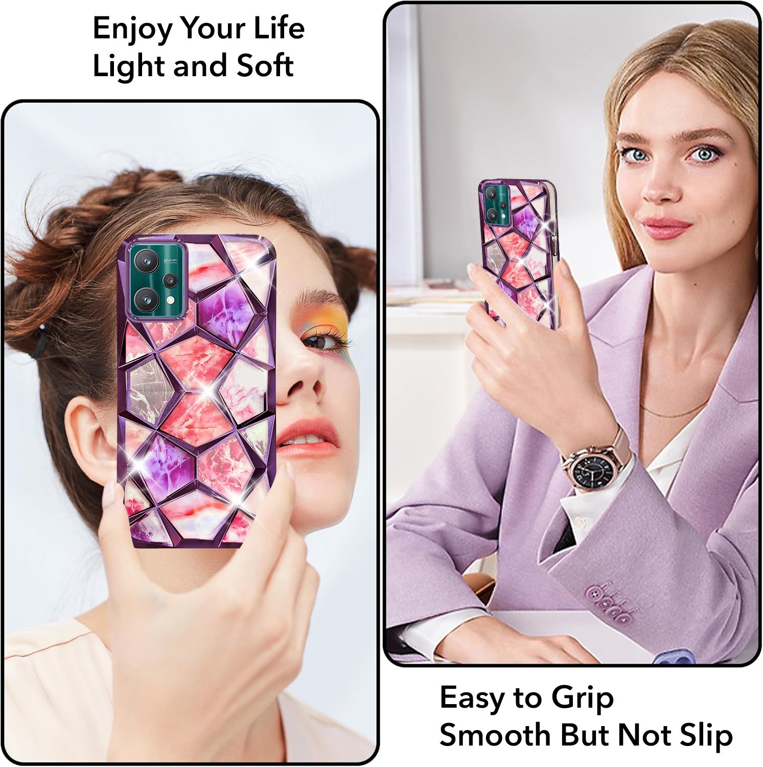 For Realme 9 Pro Back Cover Case ( Dual Design Glitter Sparkle and Detachable Diamond Print Case | Soft and Flexible)