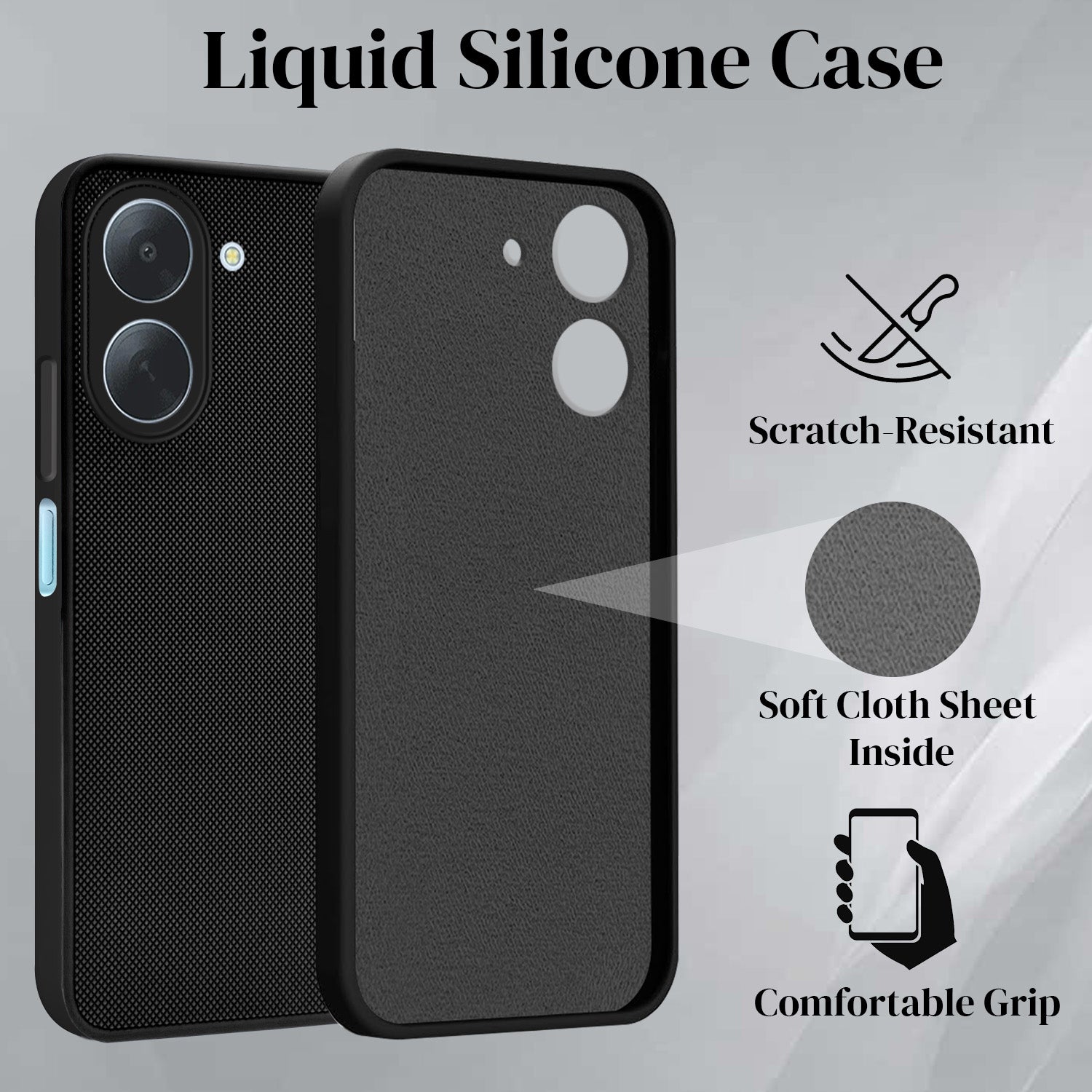 For Poco C81x Back Cover Case Rubberised (Textured Grip Design| Micro-Fiber Cloth Inside | Slim and Light Weight | Soft Touch and Feel)