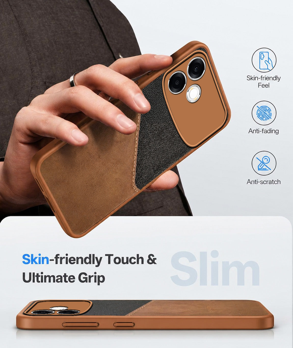For Oppo F33 Pro 5G Back Cover Case (Dual PU Leather Stitch | Professional Minimalist | Soft and Flexible)