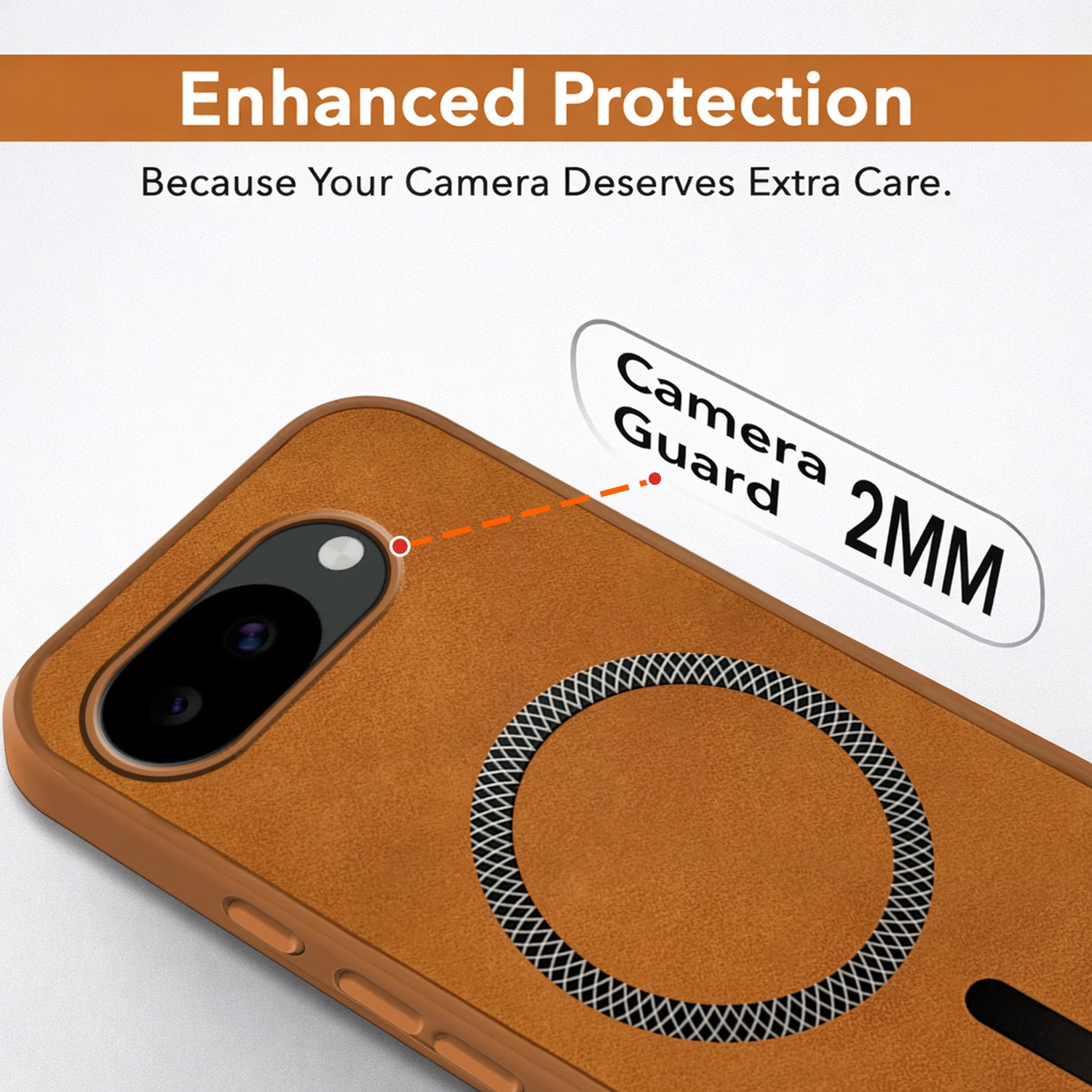 For Google Pixel 10a Back Cover Case Leather Finish (MagSafe Compatible Wireless Charging | Soft Touch | Camera Bump Protection)