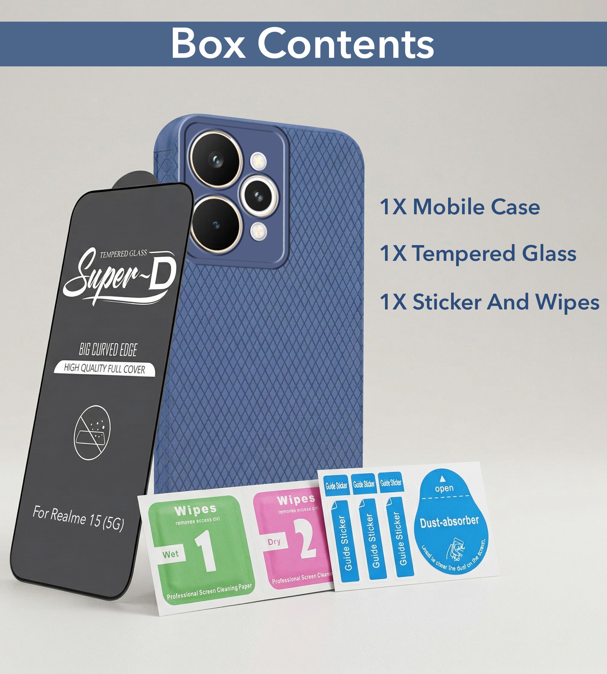 For Realme 15 Combo with Back Cover and 9H Tempered Glass (Liquid Silicone | Camera Protection | Oleophobic Coating Screen Glass)