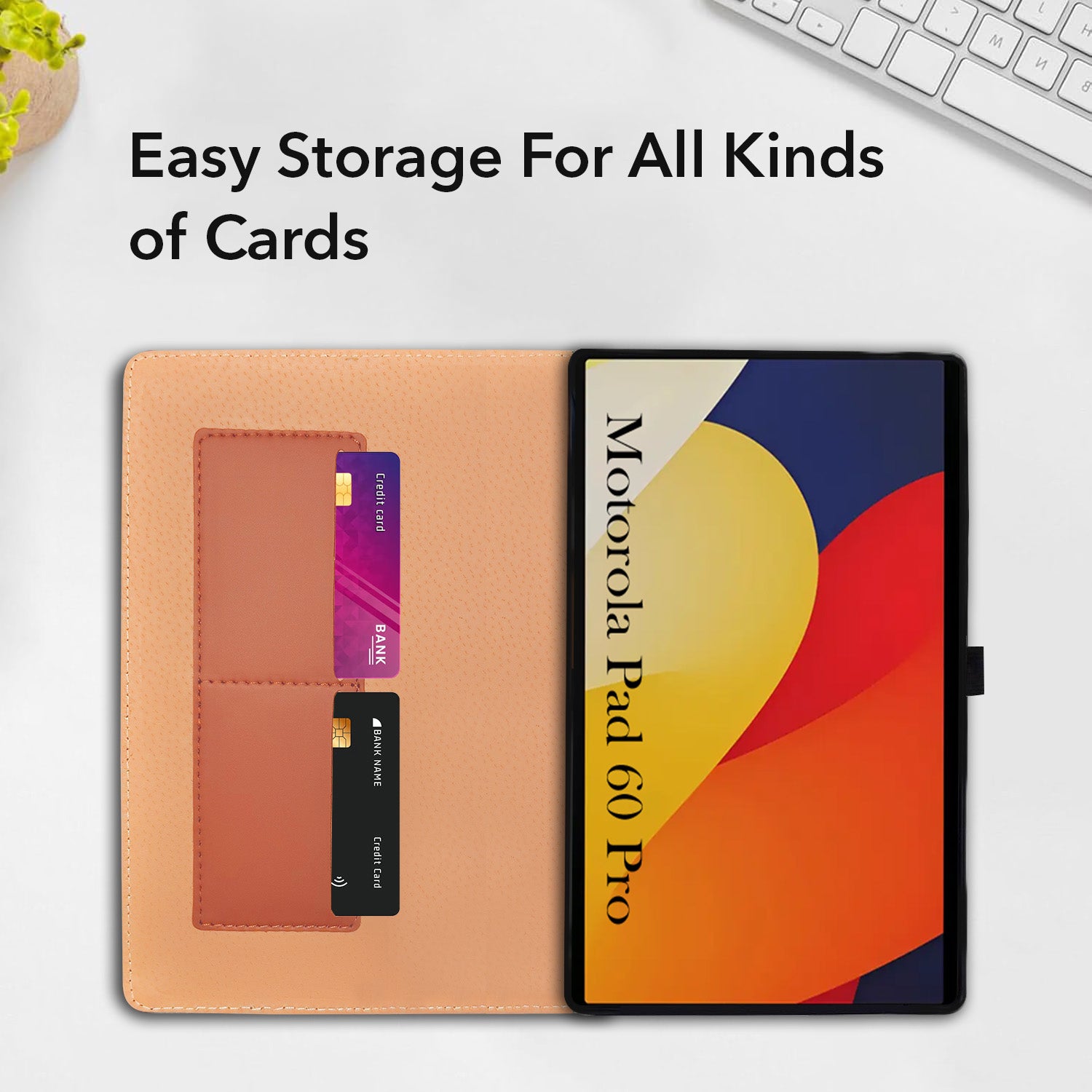 For Motorola Moto Pad 60 Pro 12.7 Inch Flip Cover Folio Cover (PU Leather | Multi-Angle Smart Stand | Card Storage Slots | Silicone Back Pouch)