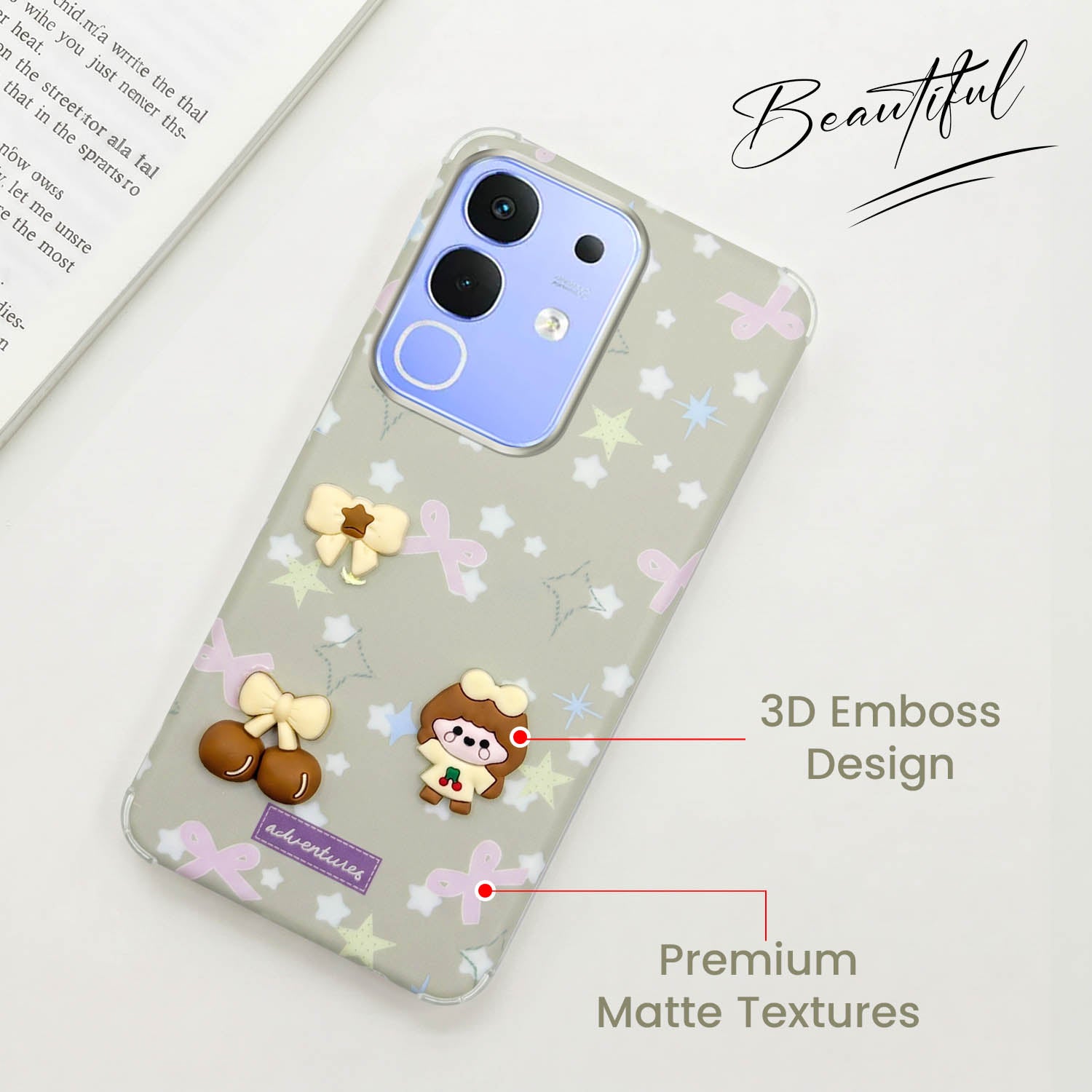 For Vivo iQOO Z10x Back Cover Case (3D Cute Cartoons | Hard Back Side Soft | Matte Premium Finish | HD Printing)