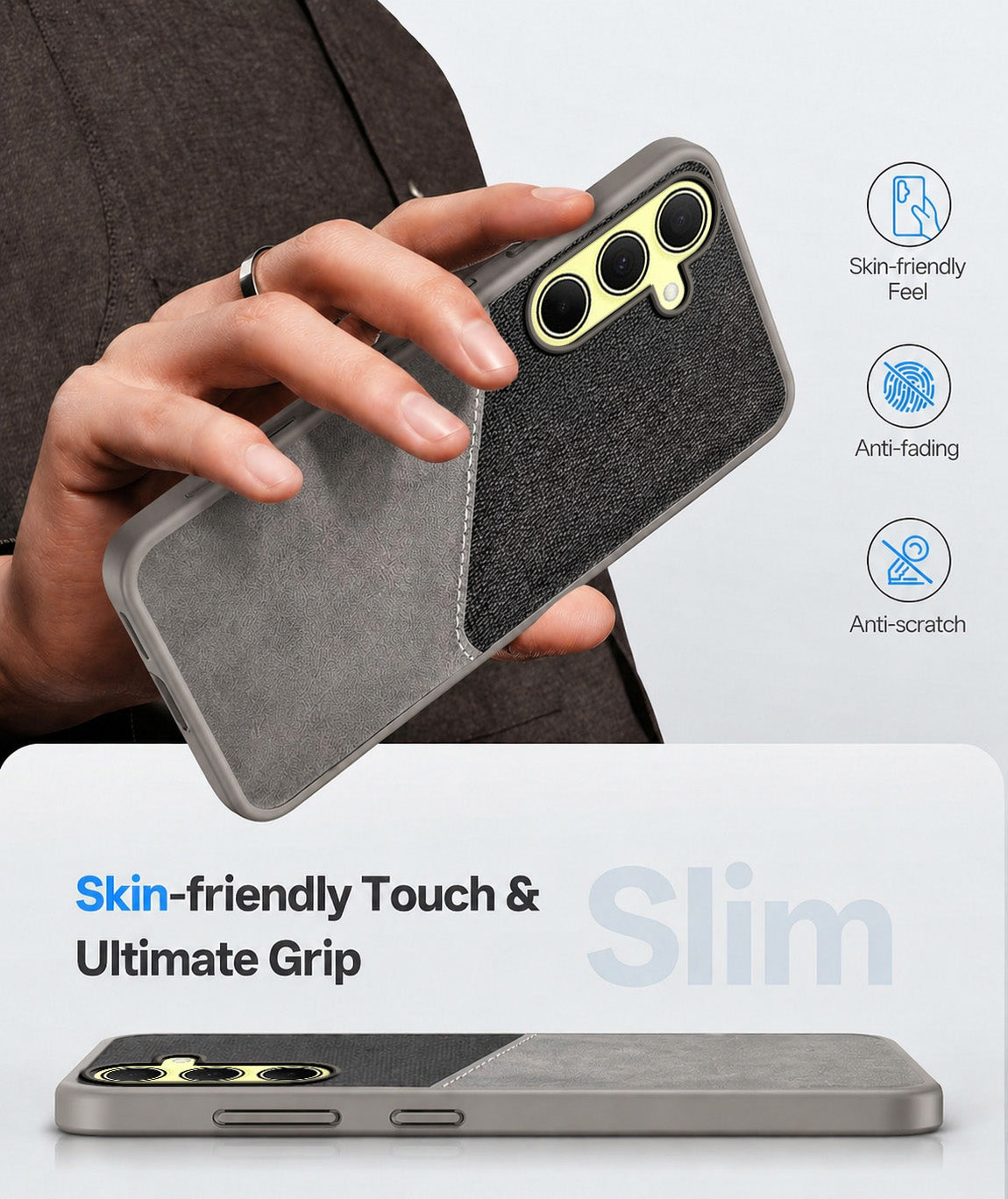 For Samsung Galaxy A35 Back Cover Case (Dual PU Leather Stitch | Professional Minimalist | Soft and Flexible)