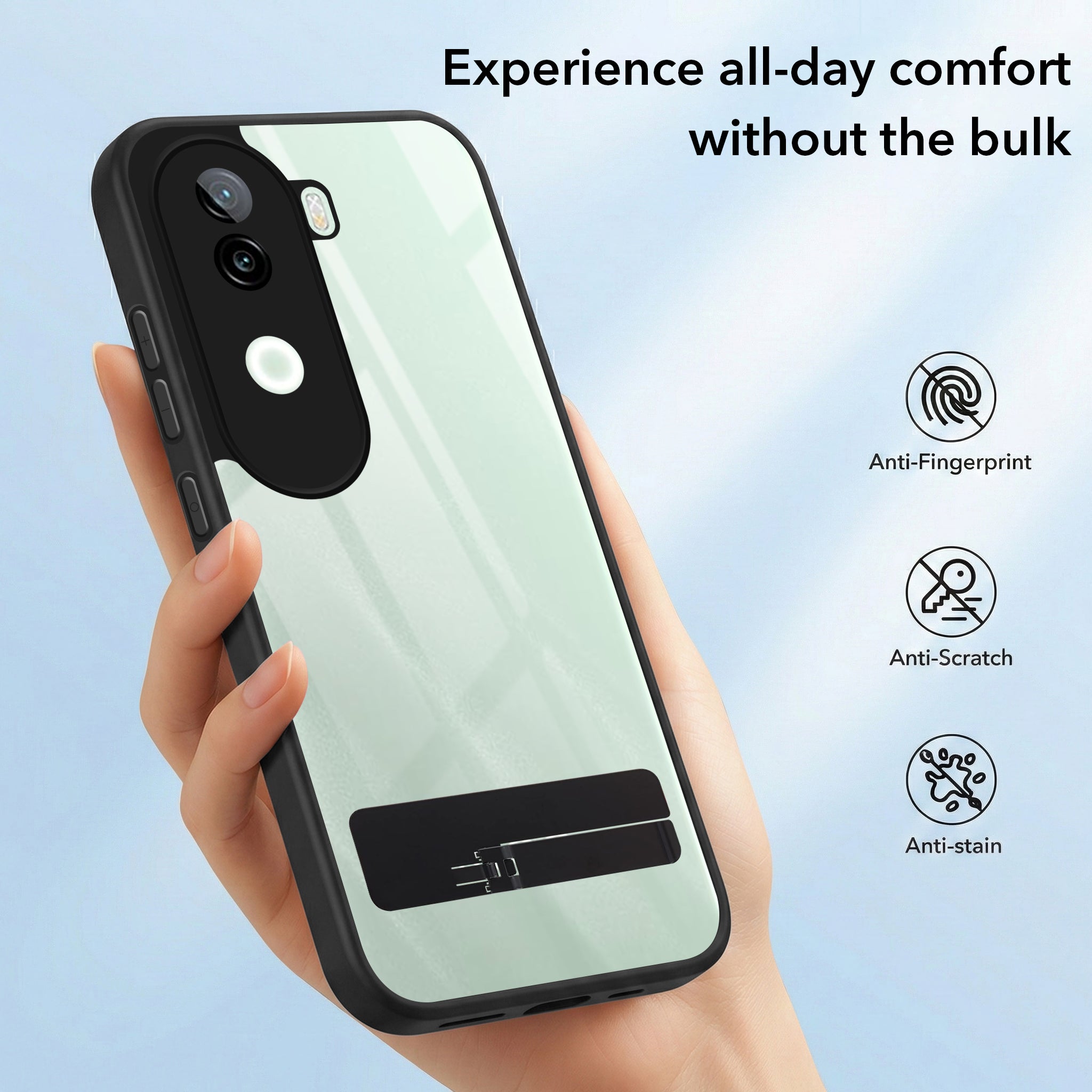 For Vivo iQOO Z9s Back Cover Case (Built-in Stand | Lifetime Anti Yellow | Kickstand Shockproof | Camera Protection | MagSafe Compatible)
