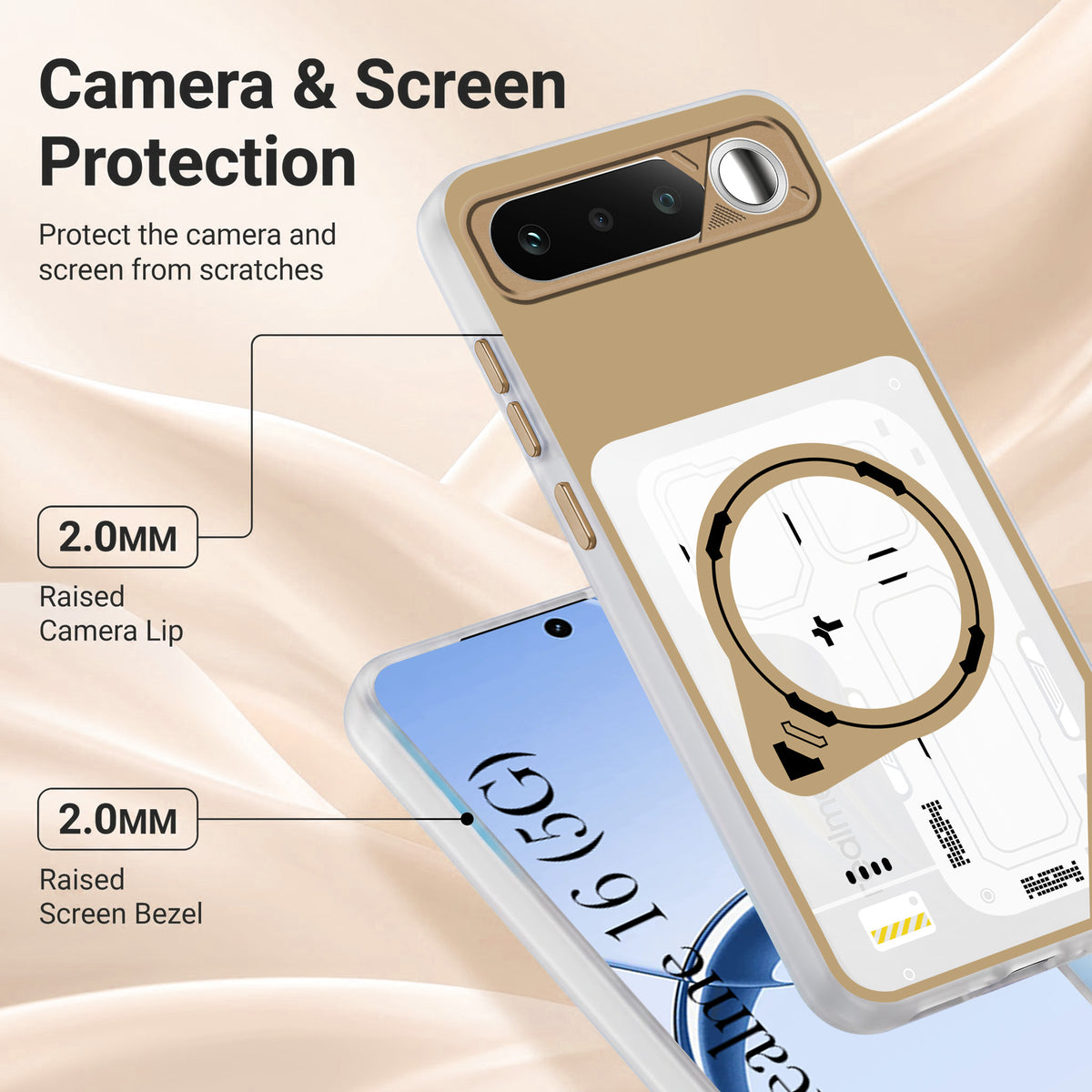 For Realme 16 Metallic Back Cover Case (Metallic Camera Protection & Buttons | Translucent Milky Shade | Hard Polycarbonate)