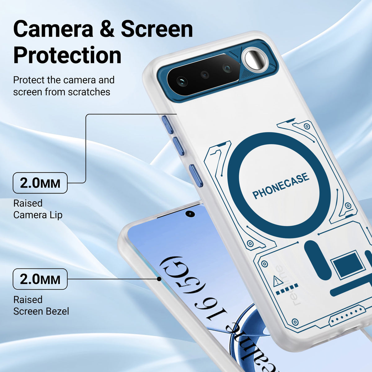 For Realme 16 Metallic Back Cover Case (Metallic Camera Protection & Buttons | Translucent Milky Shade | Hard Polycarbonate)