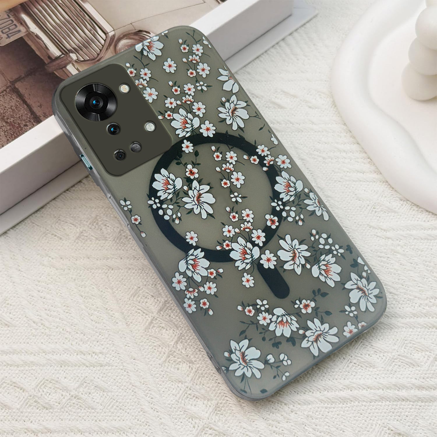For OnePlus Nord 2T Back Cover Case (Cute Floral Design | Flower Print for Girls | MagSafe Compatible Wireless Charging)
