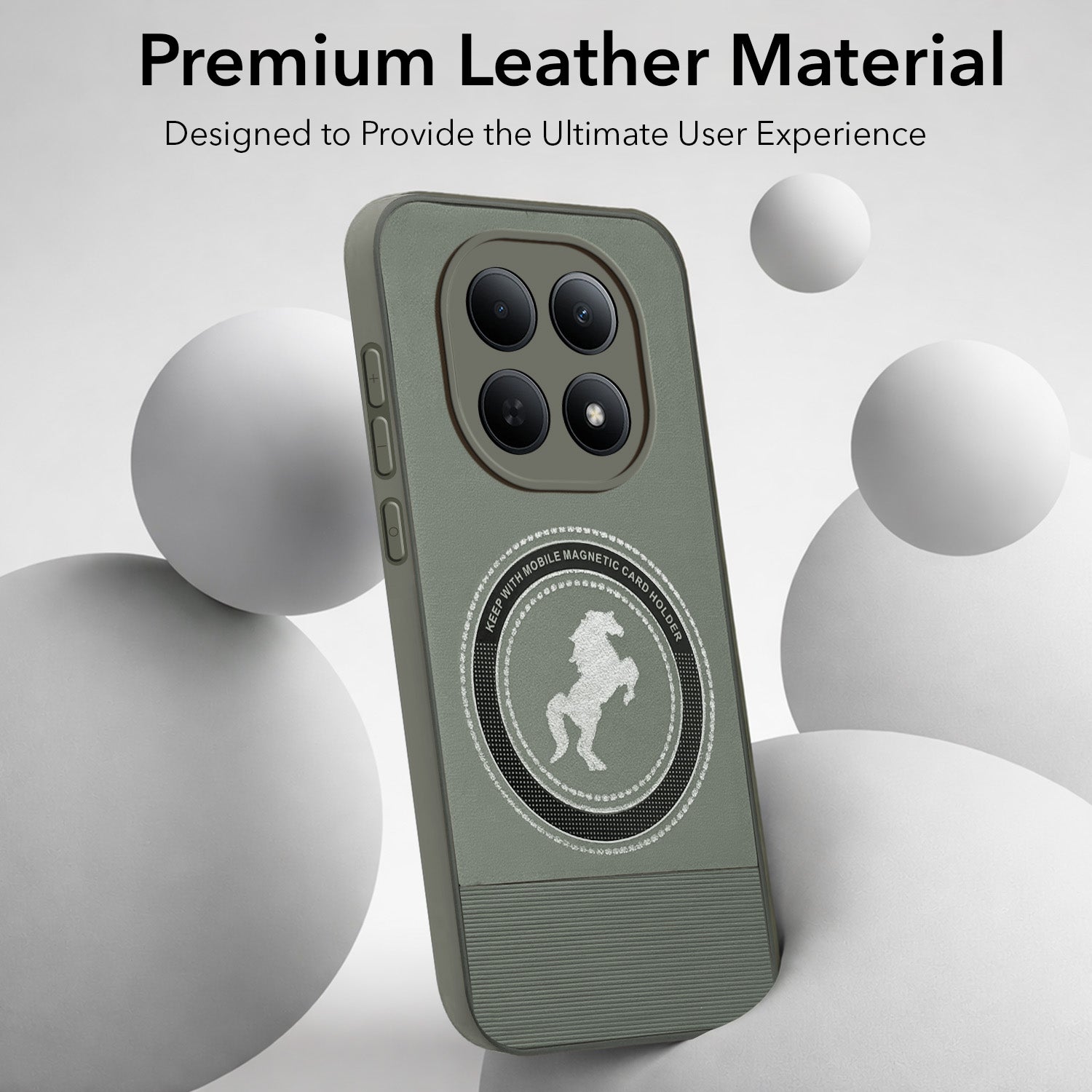 For Poco M8 5G Back Cover Case PU Leather Finish (Professional Minimalist Texture | MagSafe Compatile | Camera Protection | Sleek Sober Formal)