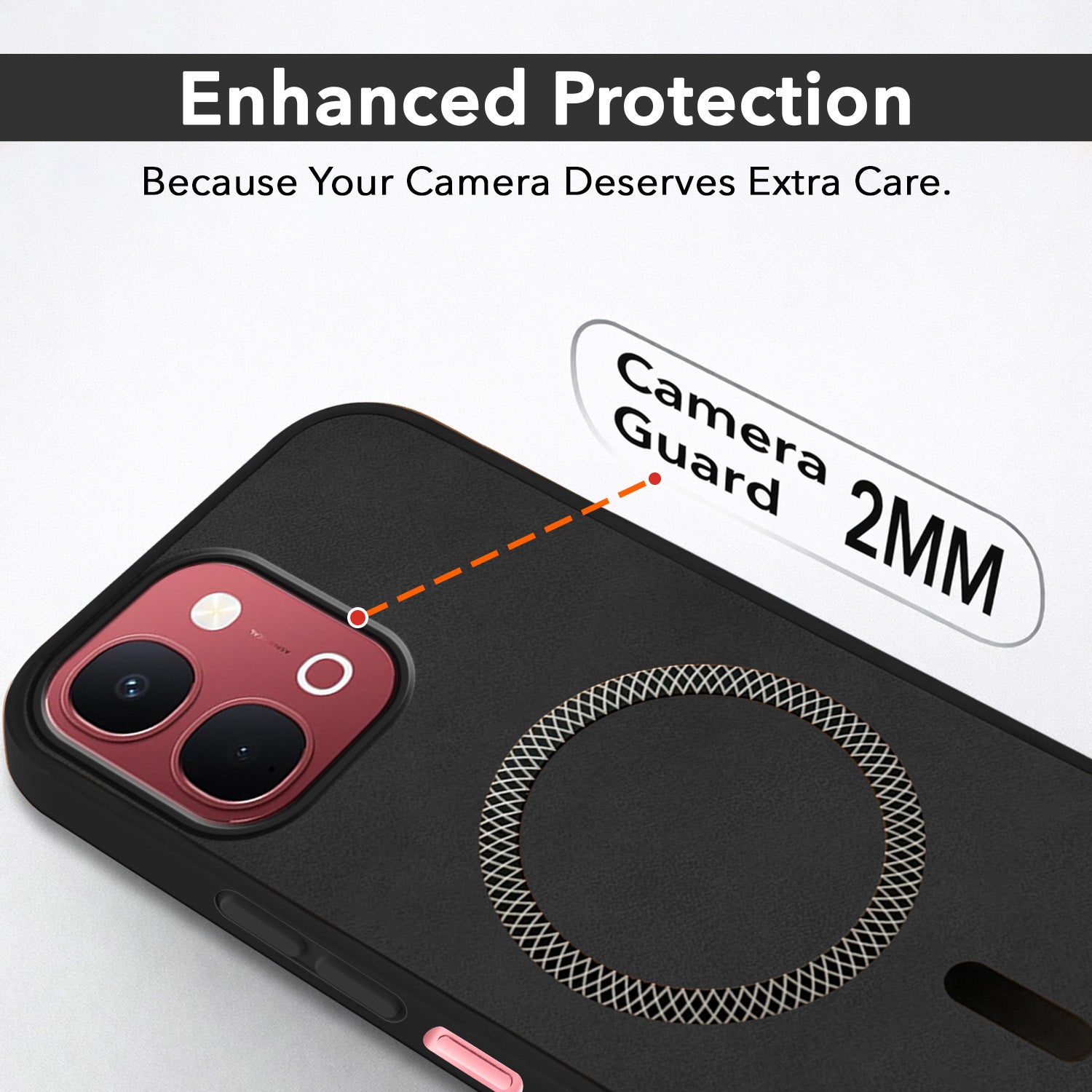 For Vivo Y31T 5G Back Cover Case Leather Finish (MagSafe Compatible Wireless Charging | Soft Touch | Camera Bump Protection)