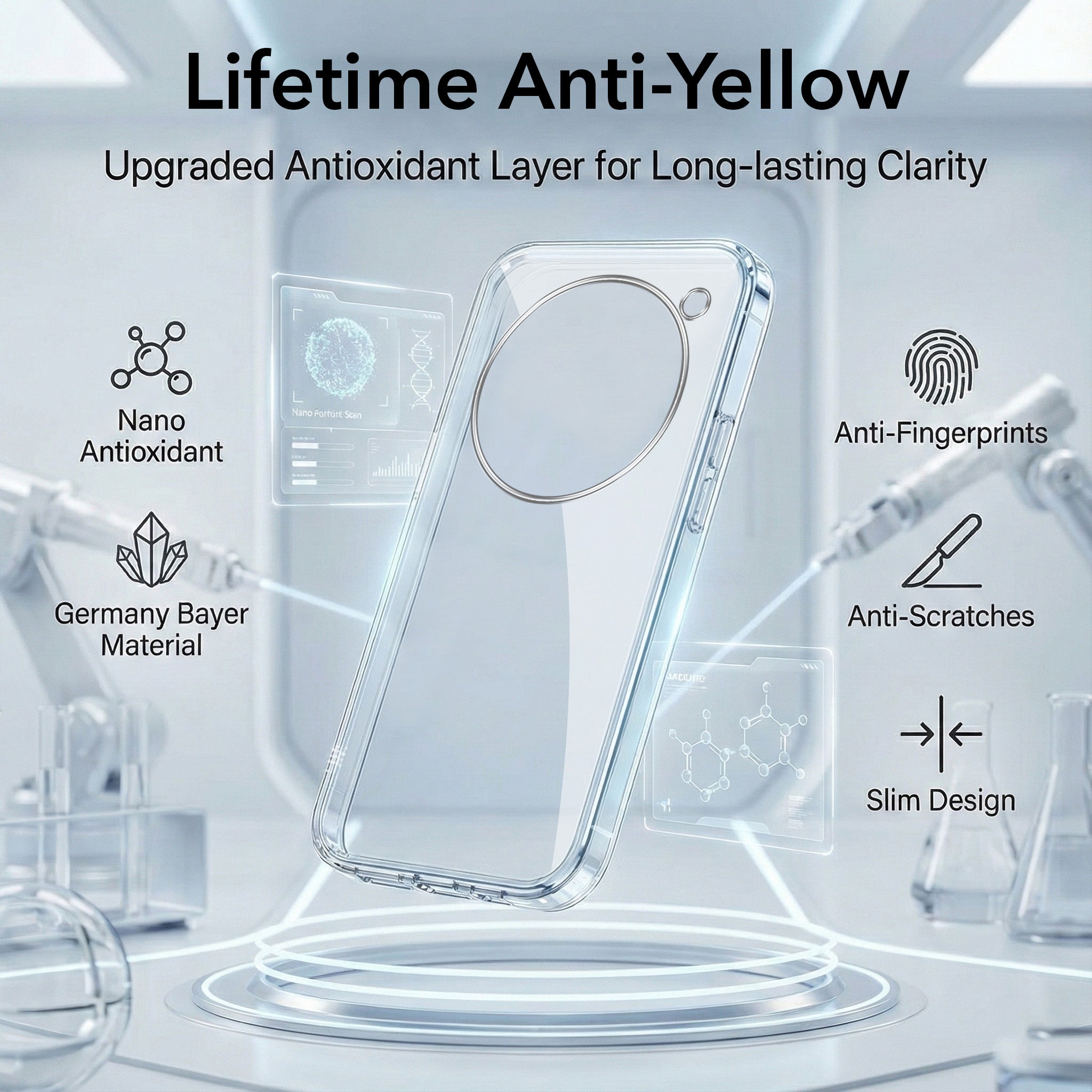 For Nothing Phone 3A Pro 5G Combo with Back Cover and 9H Tempered Glass (Lifetime Anti-Yellow | Sleek Hard Crystal | Oleophobic Coating Screen Glass)