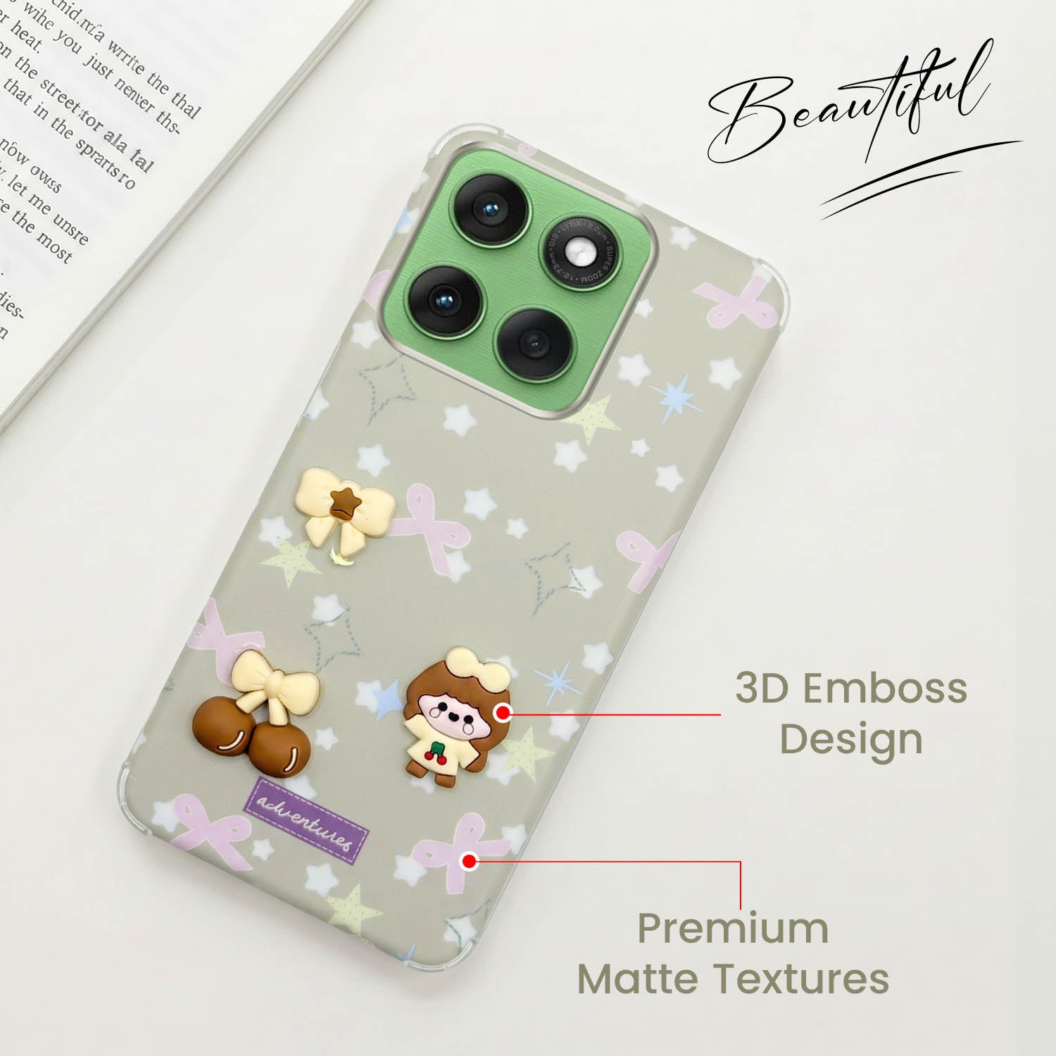 For Motorola Moto Edge 60 Back Cover Case (3D Cute Cartoons | Hard Back Side Soft | Matte Premium Finish | HD Printing)