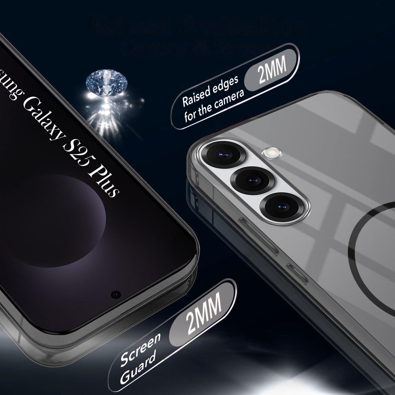 For Samsung Galaxy S25 Plus Back Cover Case Crystal Anti Yellow(MagSafe Wireless Charging Support |Camera Protection Bump)