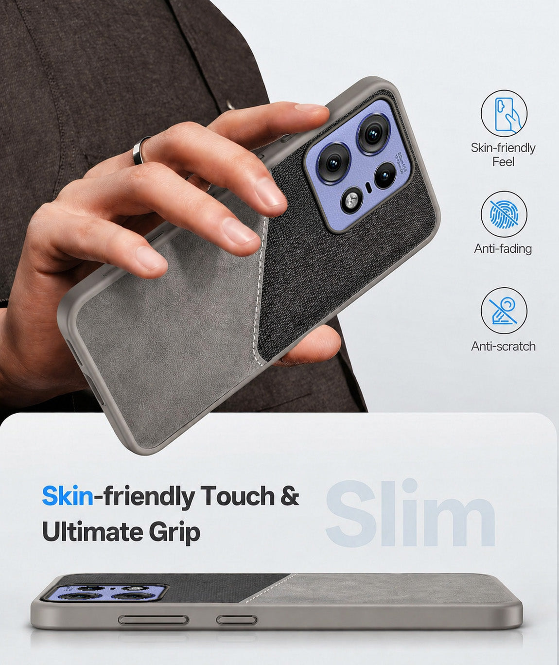 For Motorola Moto Edge 50 Pro Back Cover Case (Dual PU Leather Stitch | Professional Minimalist | Soft and Flexible)