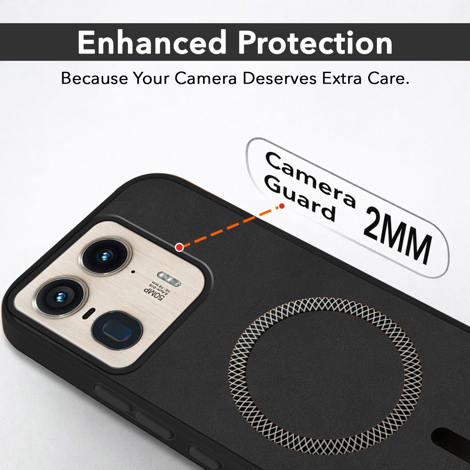 For Motorola Moto Edge 50 Ultra 5G Back Case Cover Leather Finish (MagSafe Compatible Wireless Charging | Soft Touch | Camera Bump Protection)
