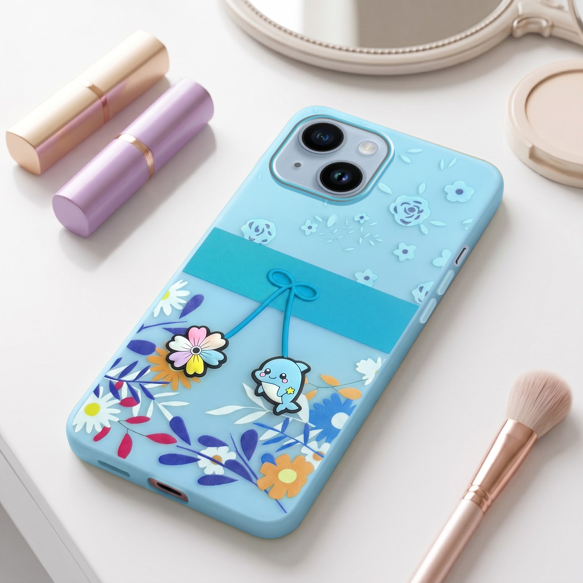 For Apple iPhone 14 Back Cover Case (3D Cute Cartoons | Hard Back Side Soft | Matte Premium Finish | HD Printing)