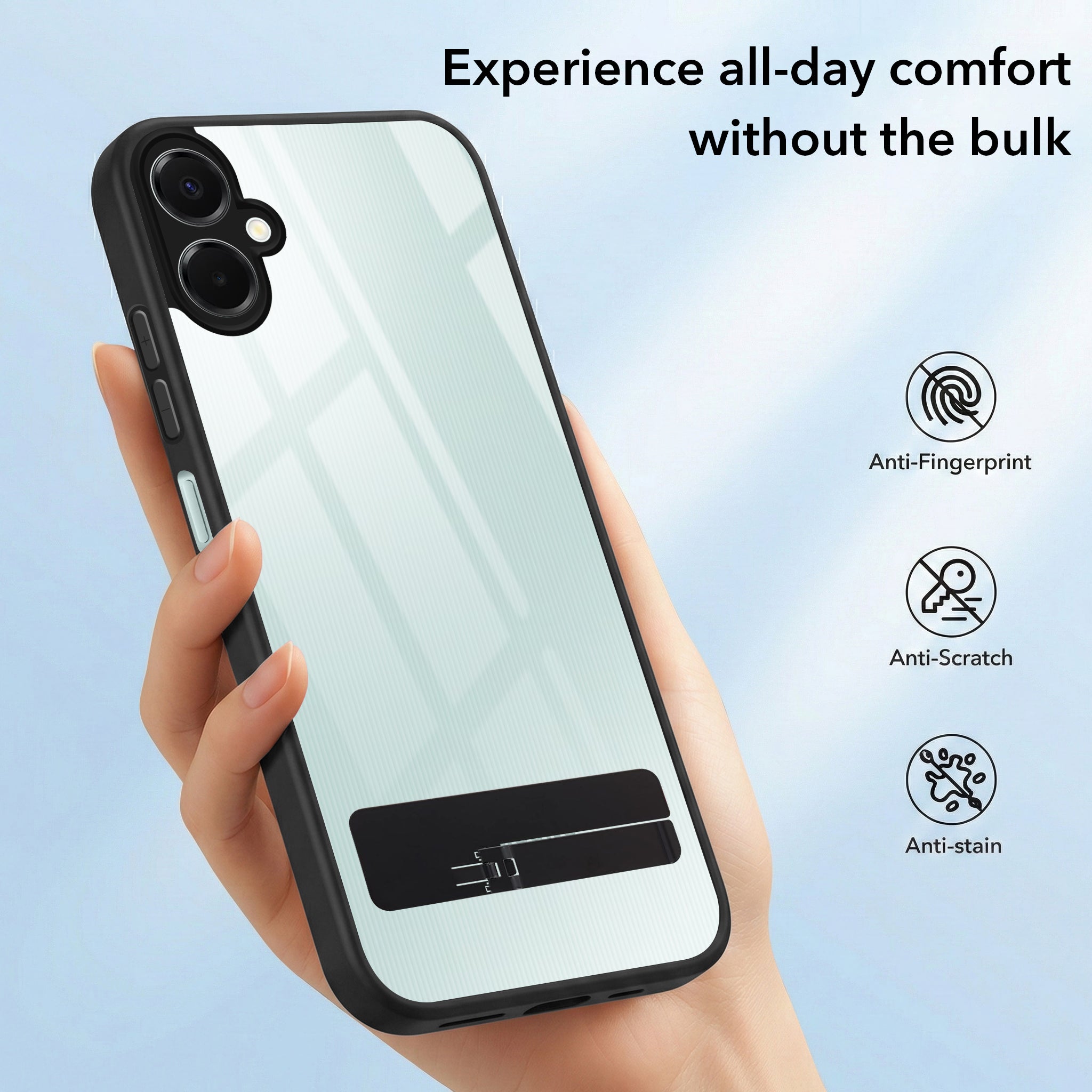 For Samsung Galaxy A06 Back Cover Case (Built-in Stand | Lifetime Anti Yellow | Kickstand Shockproof | Camera Protection | MagSafe Compatible)