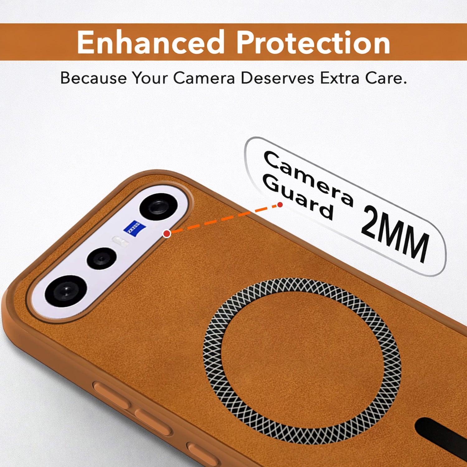 For Vivo X300 FE Back Cover Case Leather Finish (MagSafe Compatible Wireless Charging | Soft Touch | Camera Bump Protection)