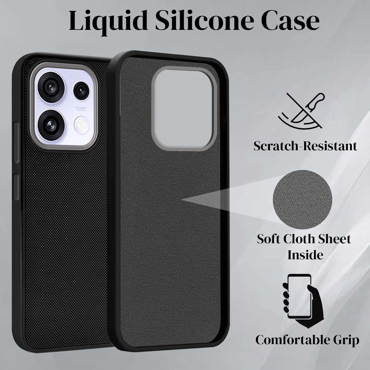 For Oppo Reno 16C 5G Back Cover Case Rubberised (Textured Grip Design | Micro-Fiber Cloth Inside | Slim and Light Weight | Soft Touch and Feel)