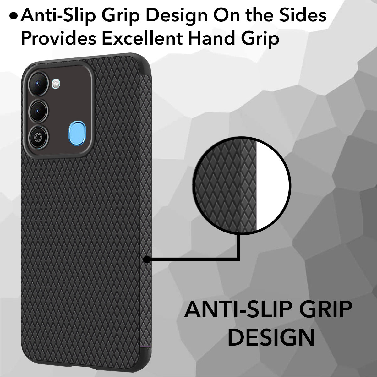 For Tecno Spark 9 Back Cover Case (Liquid Silicone | Side Grip | Camera Protection)