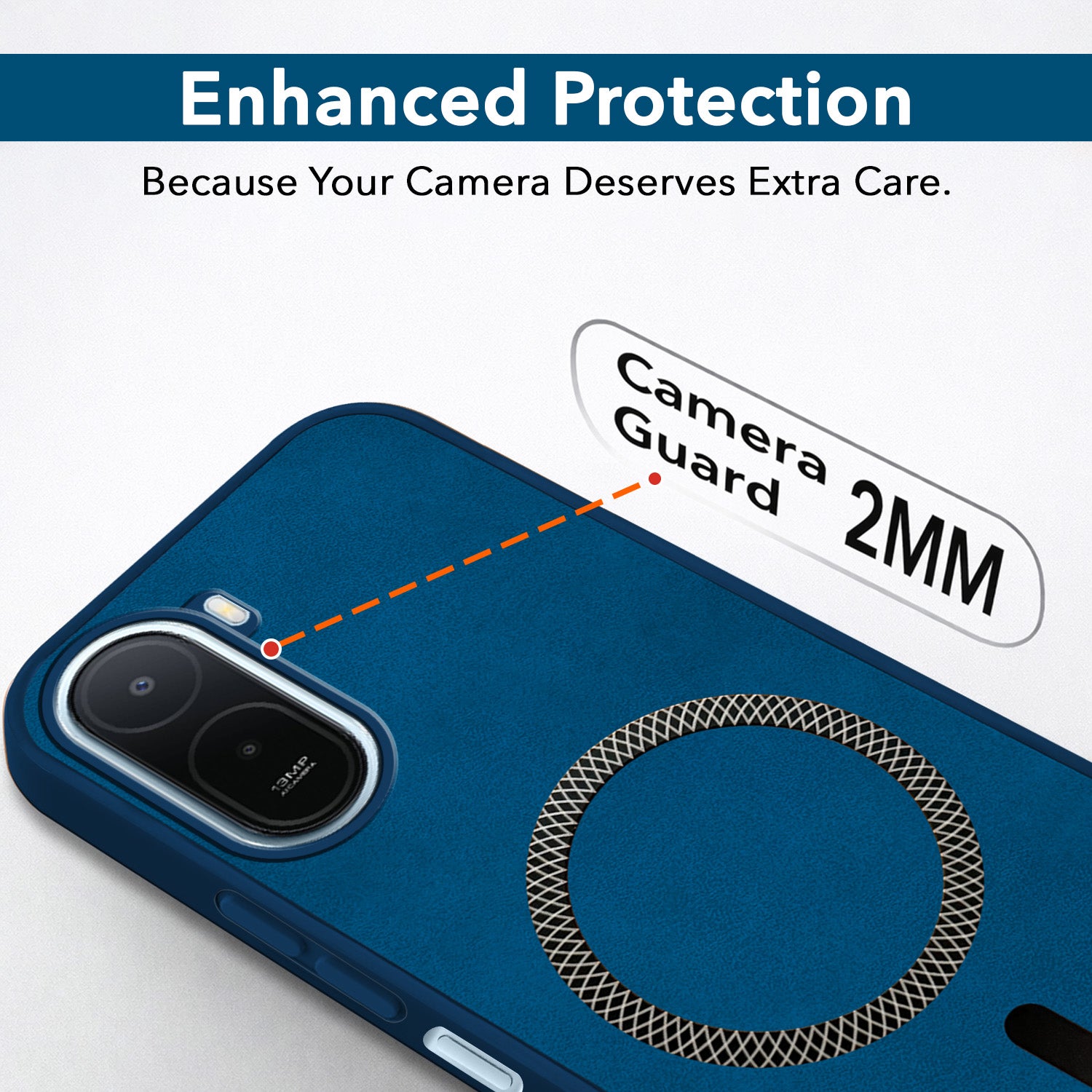 For Poco C81 |  C85X Back Cover Case Leather Finish (MagSafe Compatible Wireless Charging | Soft Touch | Camera Bump Protection)